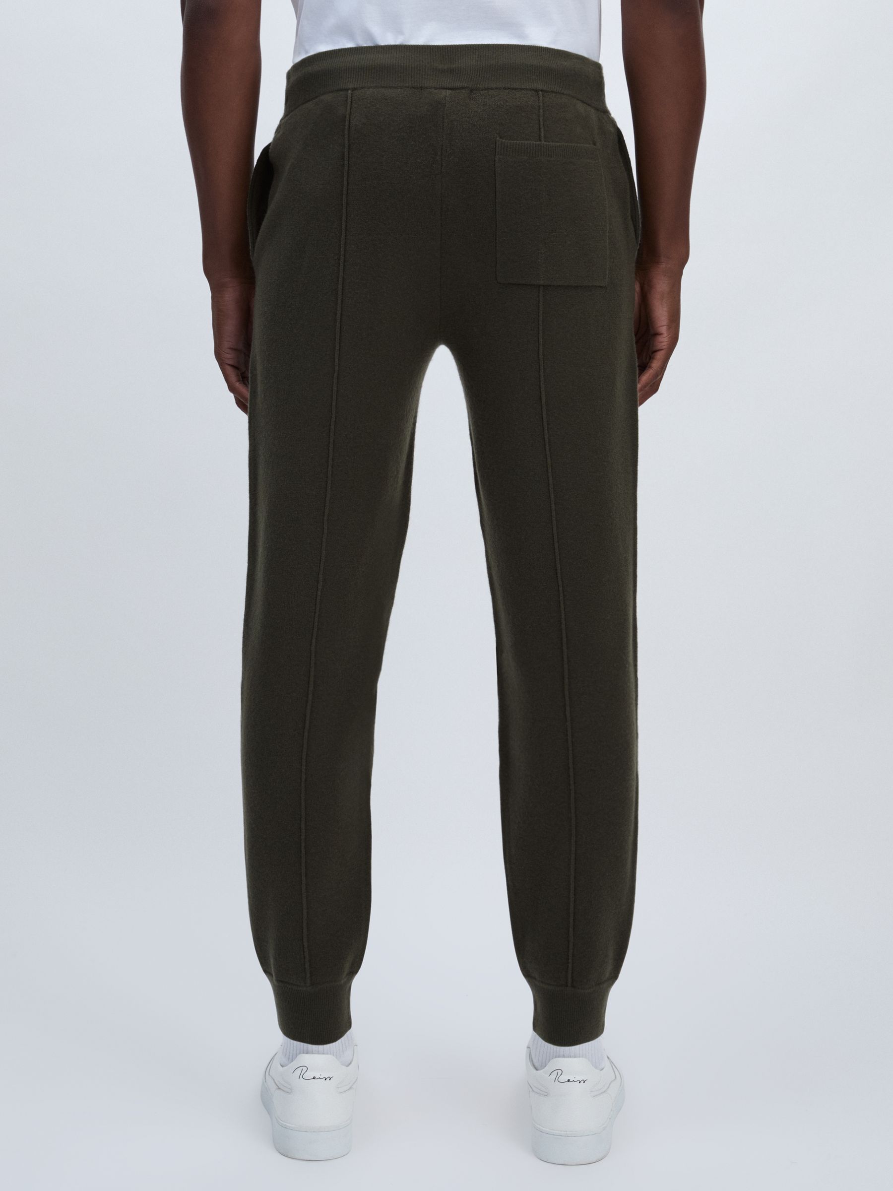 Paige Compact-Knit Drawstring Trousers in Khaki - Image 5 of 6
