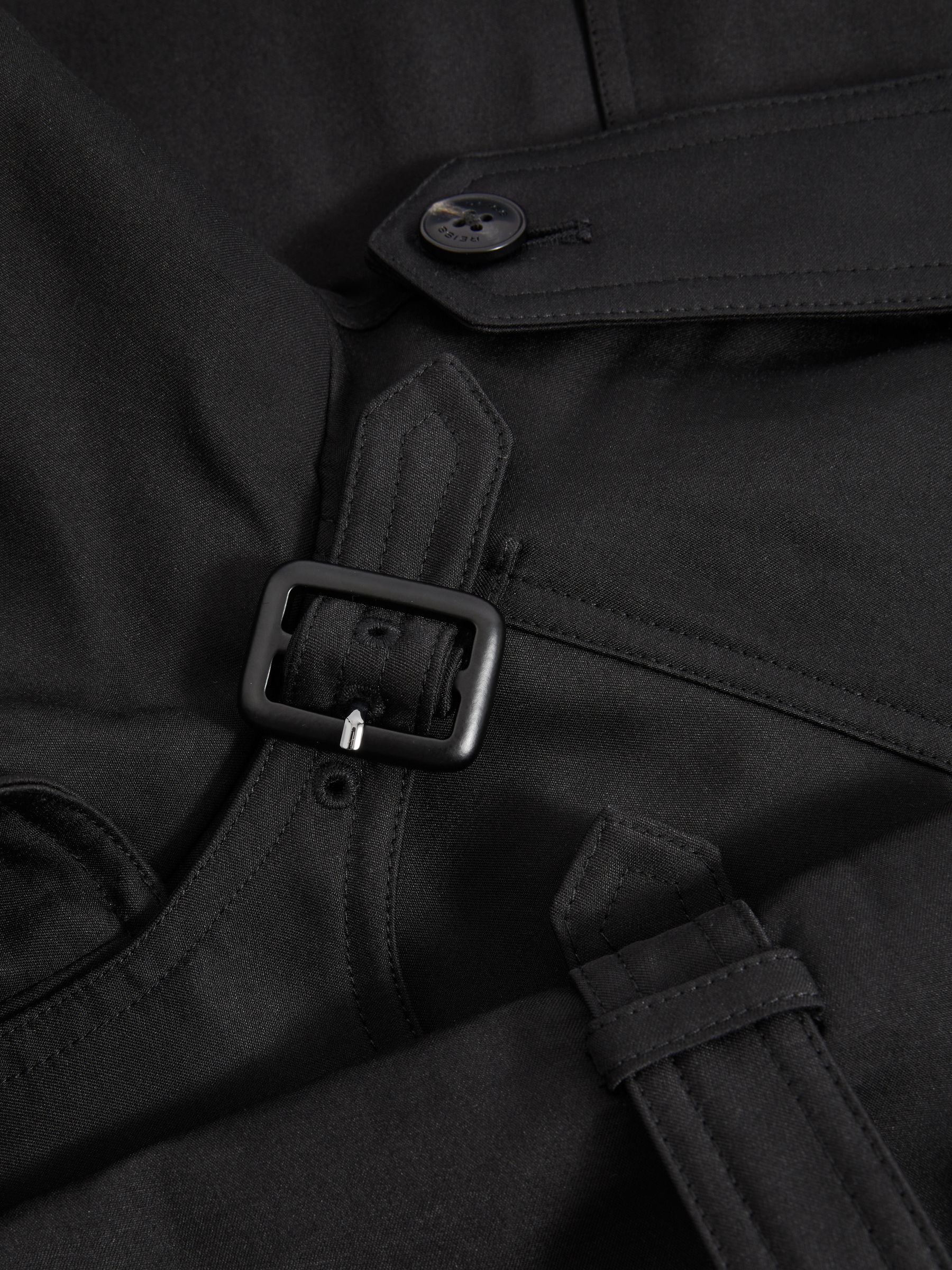 Reiss Gabardine Trench Coat with Cotton in Black | REISS