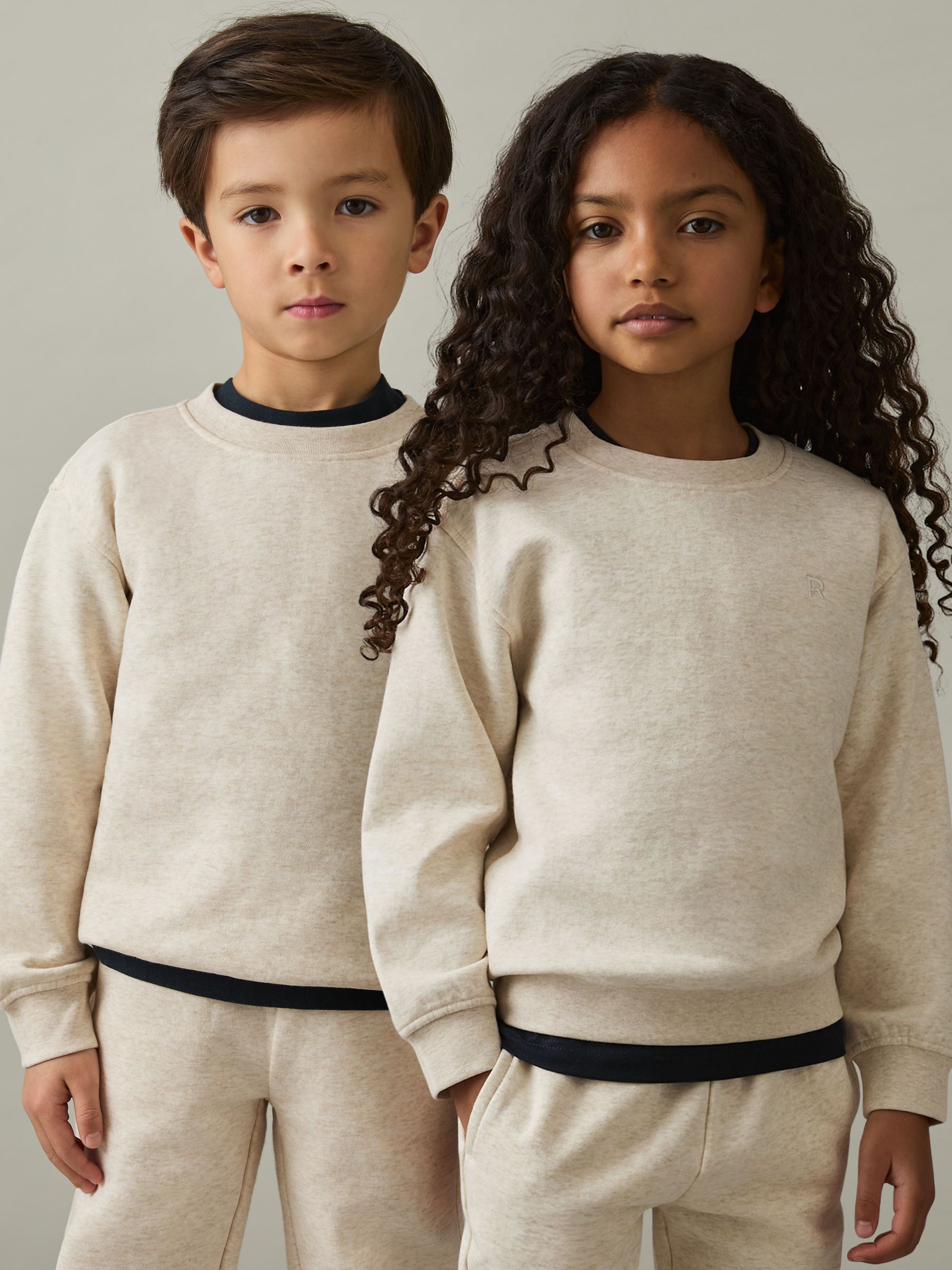 3-9 yrs Cotton-Blend Sweatshirt and Joggers Set in Ivory Marl - Image 1 of 6