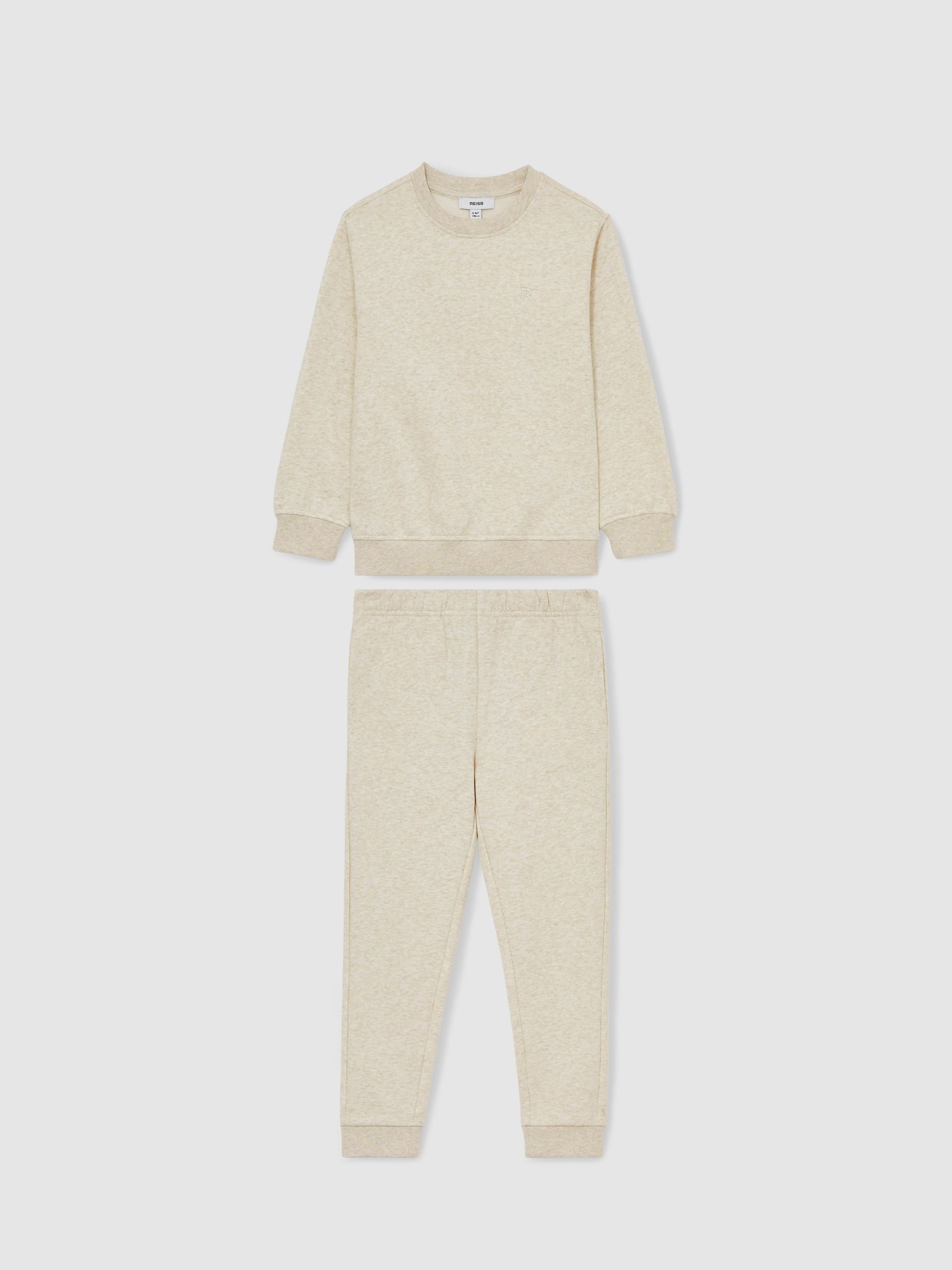 3-9 yrs Cotton-Blend Sweatshirt and Joggers Set in Ivory Marl - Image 2 of 6