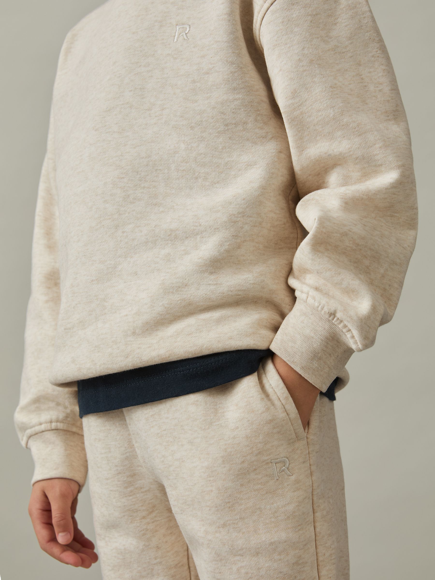 3-9 yrs Cotton-Blend Sweatshirt and Joggers Set in Ivory Marl - Image 3 of 6