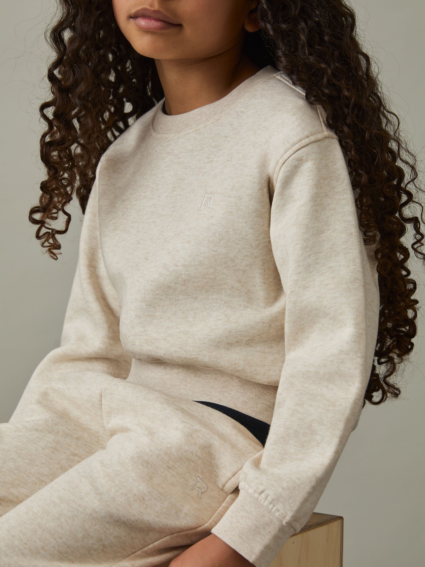 3-9 yrs Cotton-Blend Sweatshirt and Joggers Set in Ivory Marl - Image 4 of 6