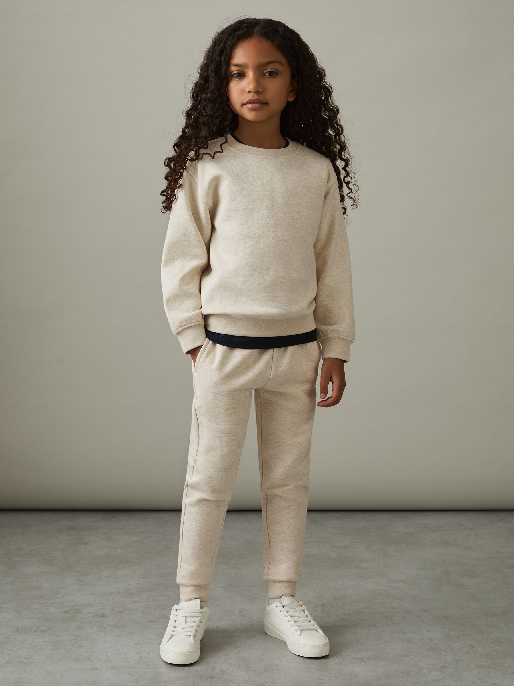 3-9 yrs Cotton-Blend Sweatshirt and Joggers Set in Ivory Marl - Image 5 of 6