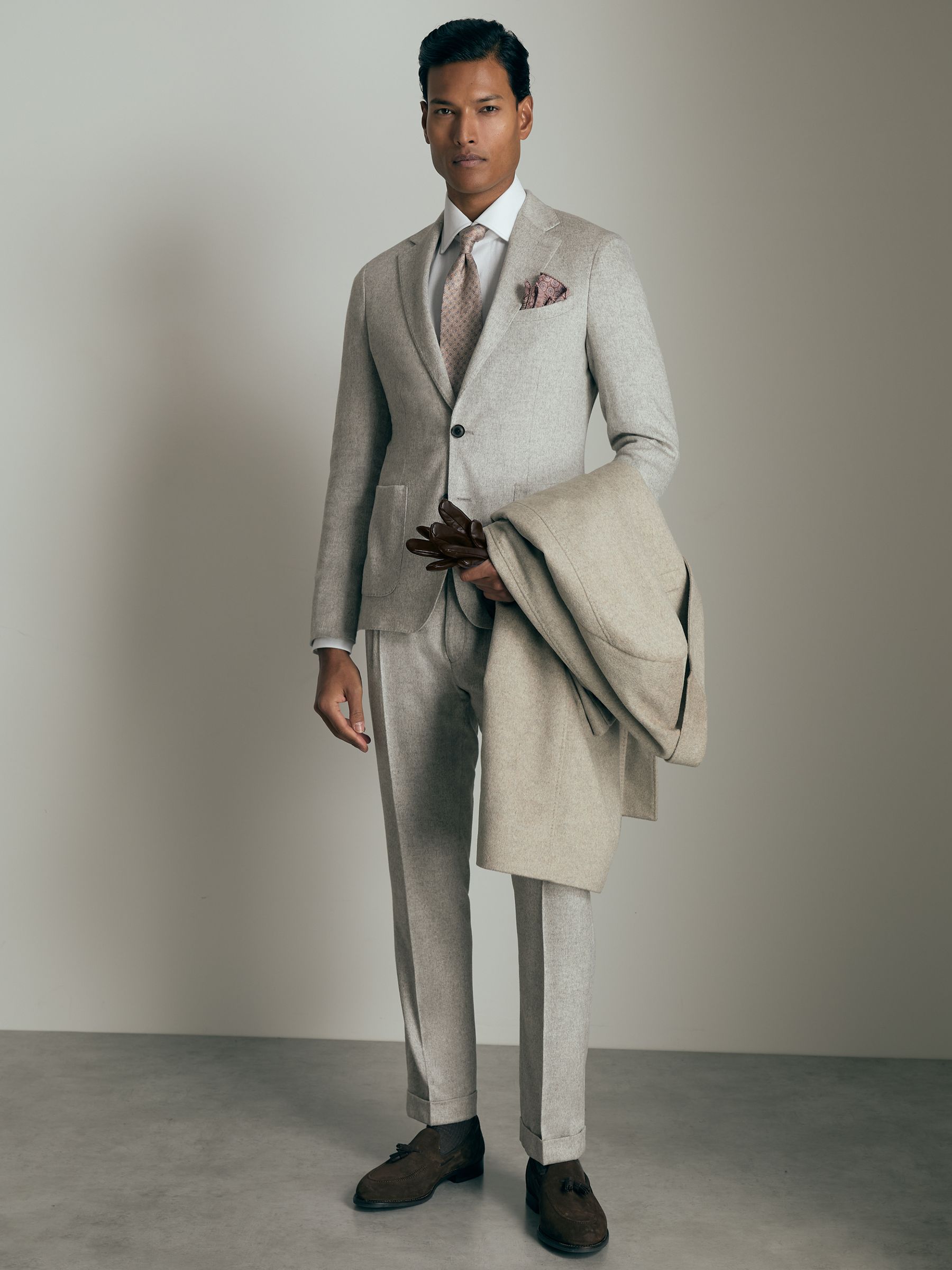 Atelier SIngle-Breasted Suit Jacket in Grey Melange - Image 1 of 5