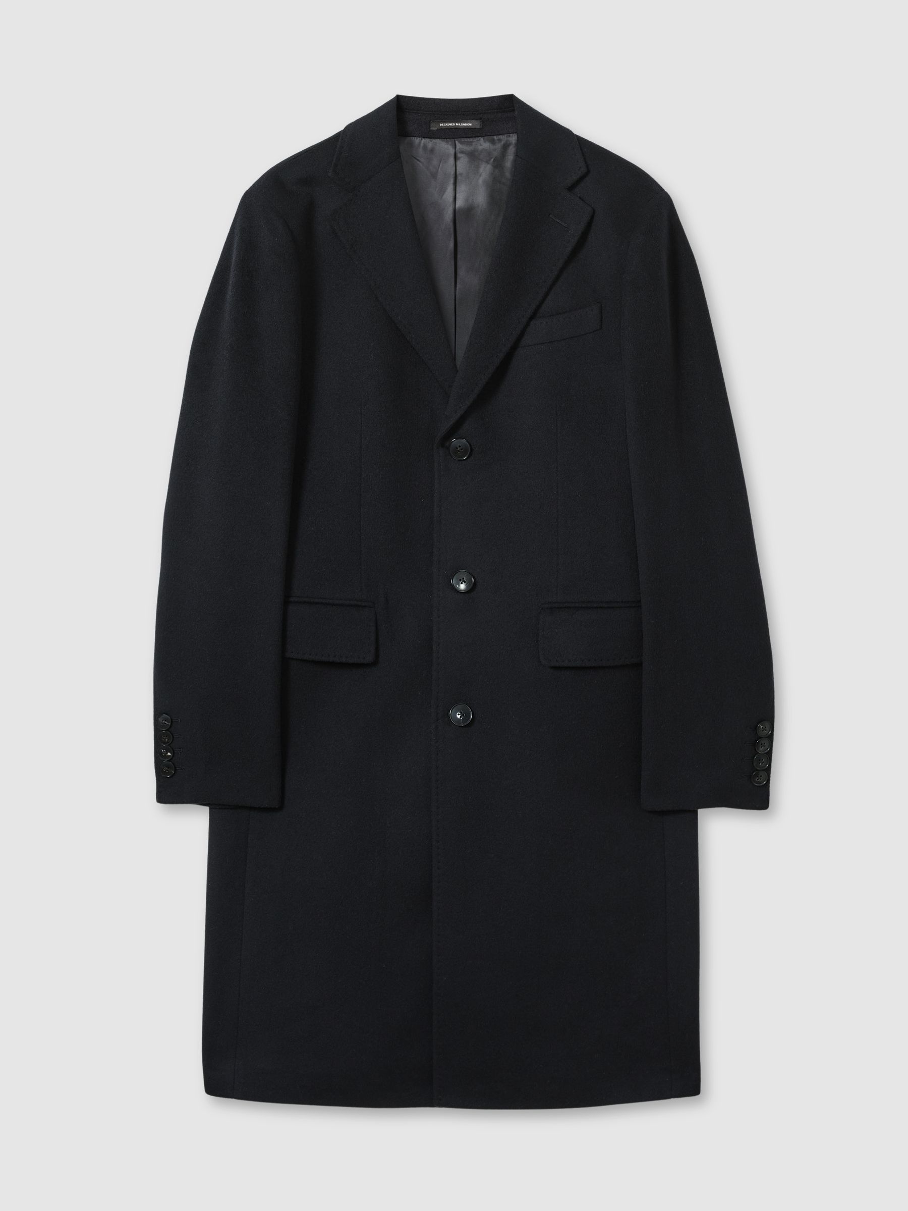 Atelier Cashmere Single-Breasted Overcoat in Navy - Image 2 of 6