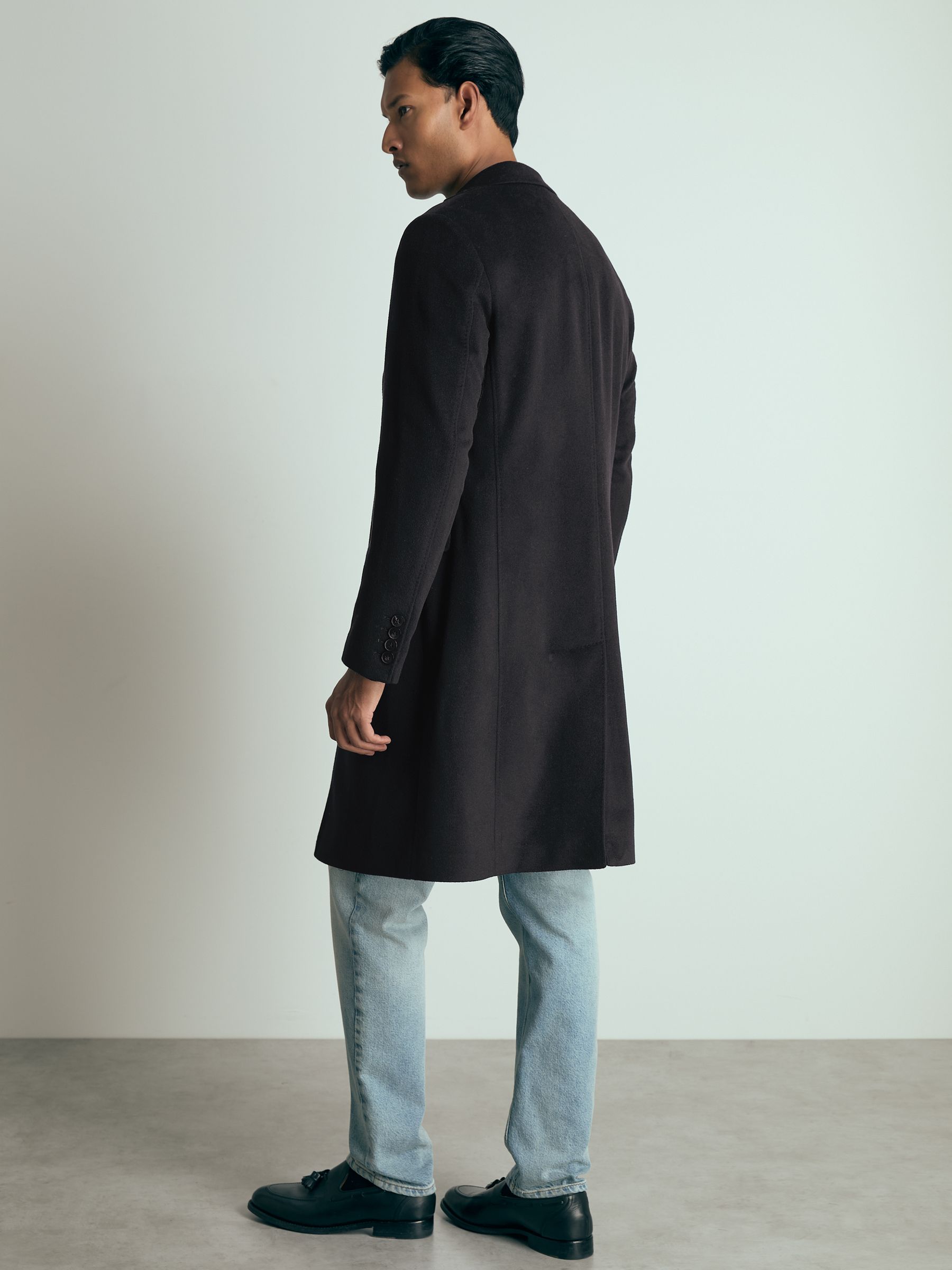 Atelier Cashmere Single-Breasted Overcoat in Navy - Image 5 of 6