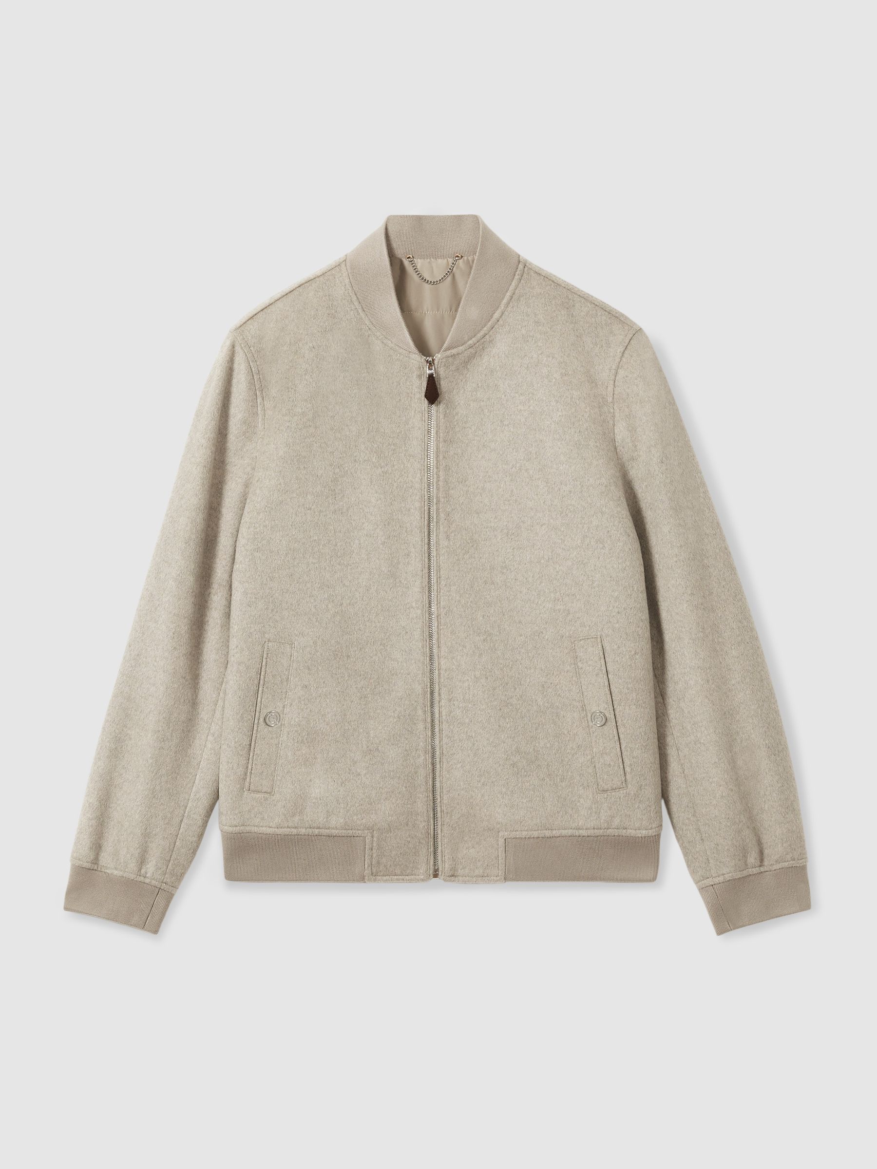 100% Cashmere Bomber Jacket in Oatmeal - Image 2 of 7