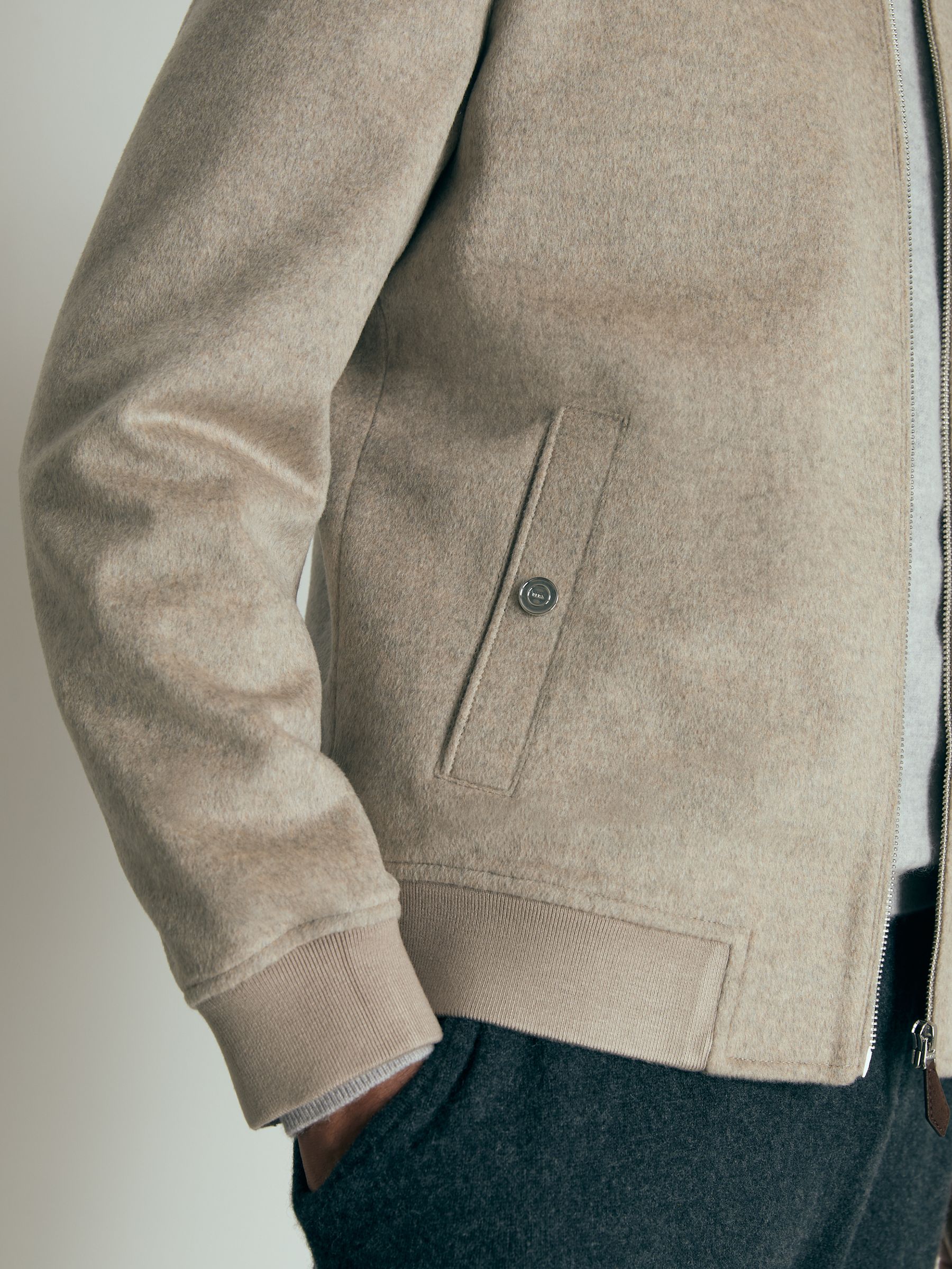 100% Cashmere Bomber Jacket in Oatmeal - Image 4 of 7