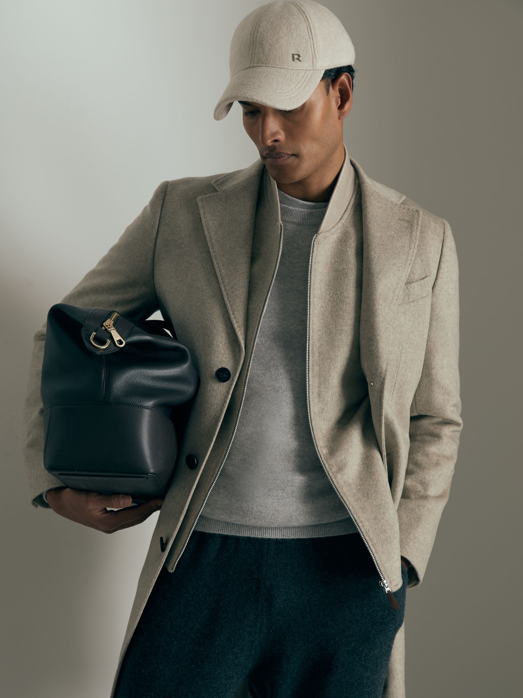 100% Cashmere Bomber Jacket in Oatmeal - Image 6 of 7