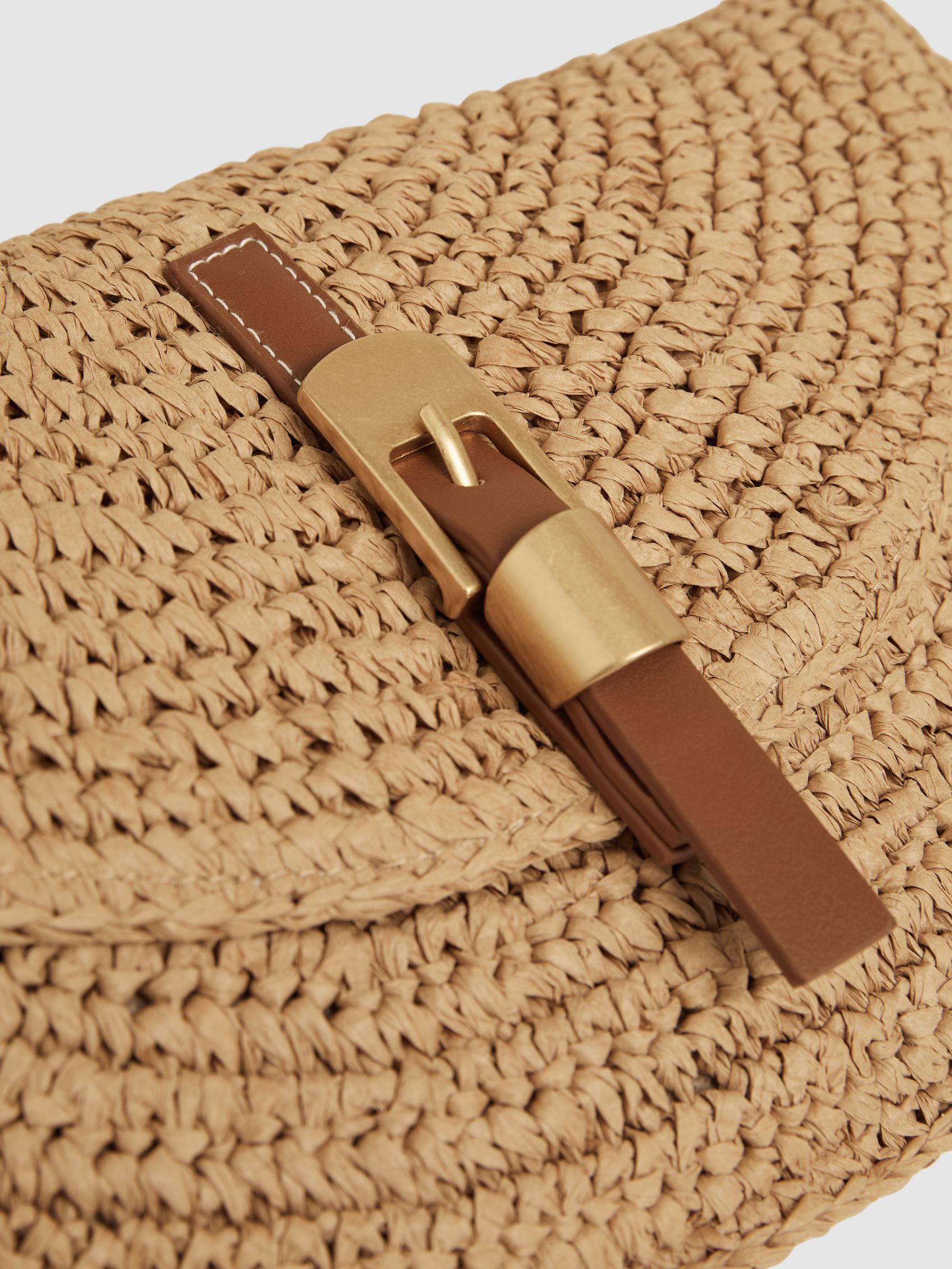 Raffia Half-Moon Clutch Bag in Natural - Image 5 of 5