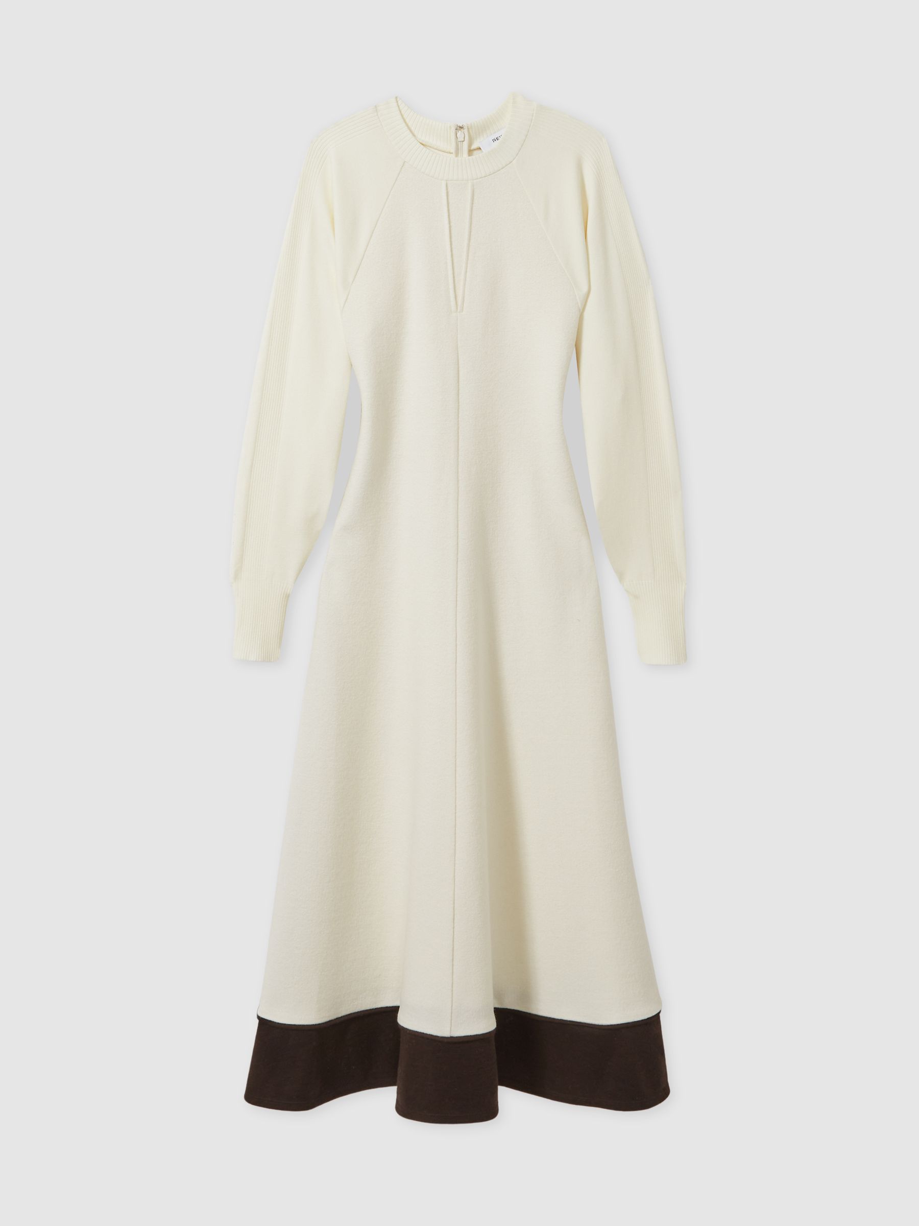 Wool-Blend Hybrid Knitted Midi Dress in Ivory - Image 2 of 6