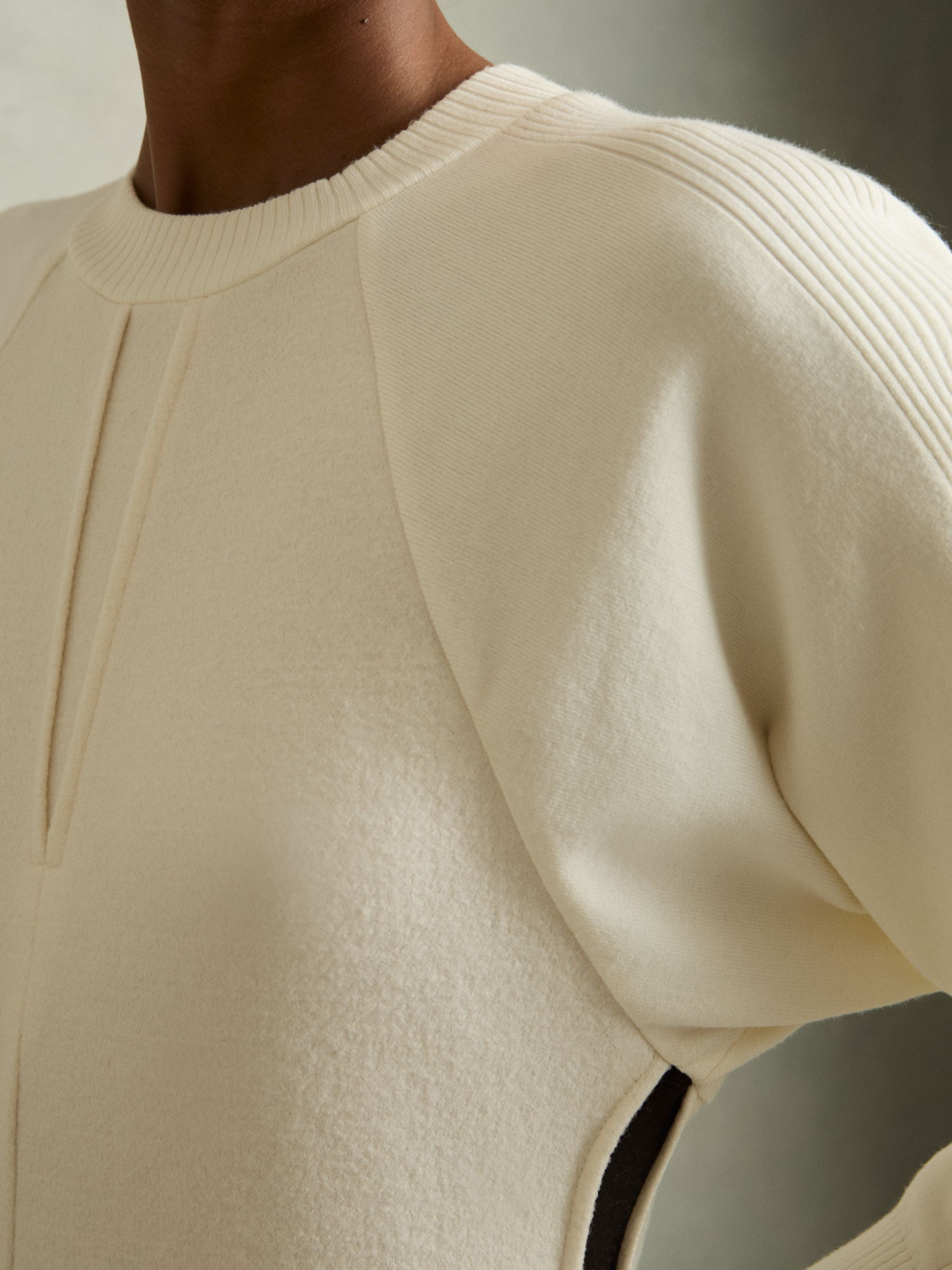 Wool-Blend Hybrid Knitted Midi Dress in Ivory - Image 4 of 6