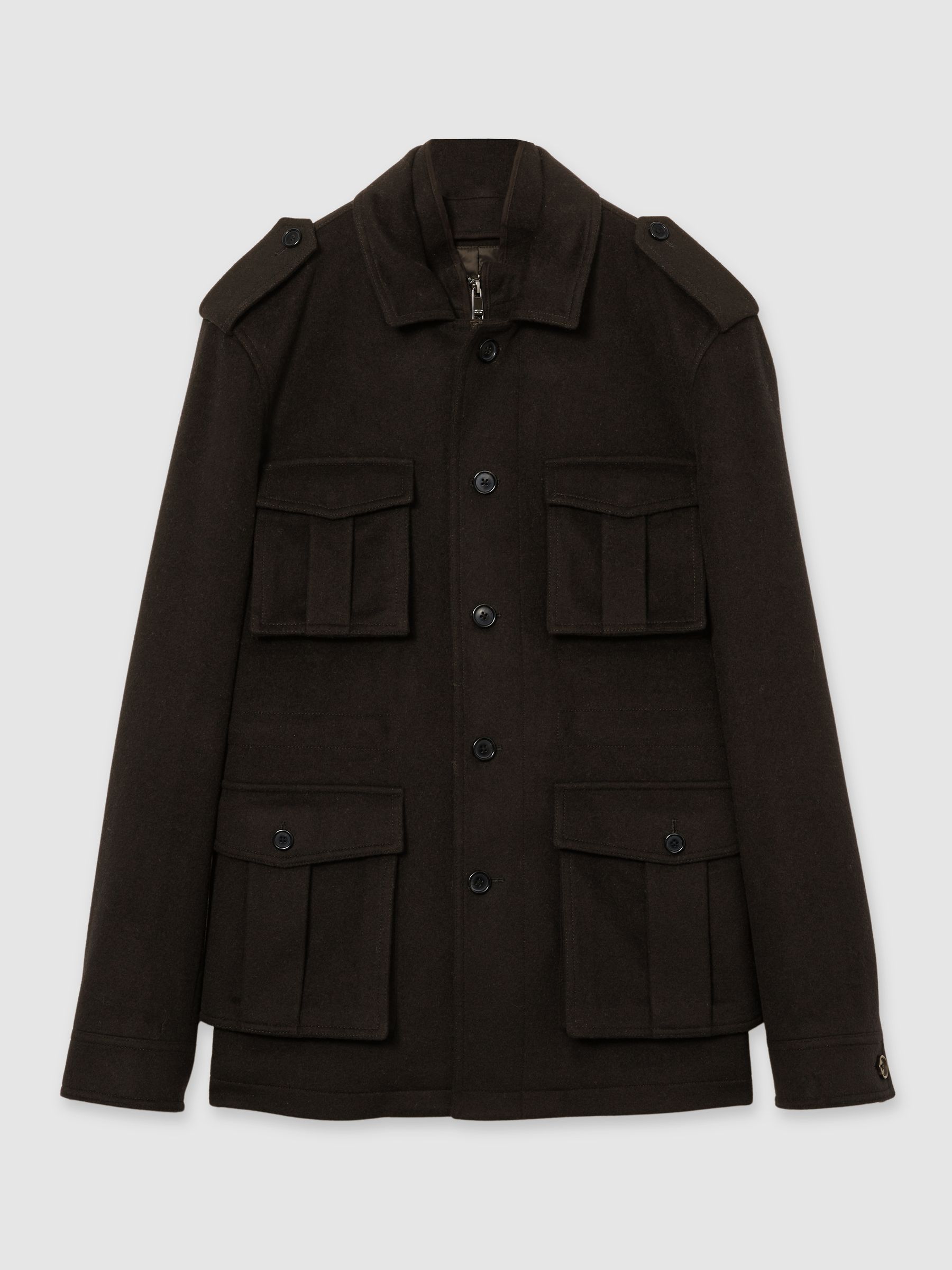 Atelier Felted-Cashmere Field Jacket in Chocolate Brown - Image 2 of 6