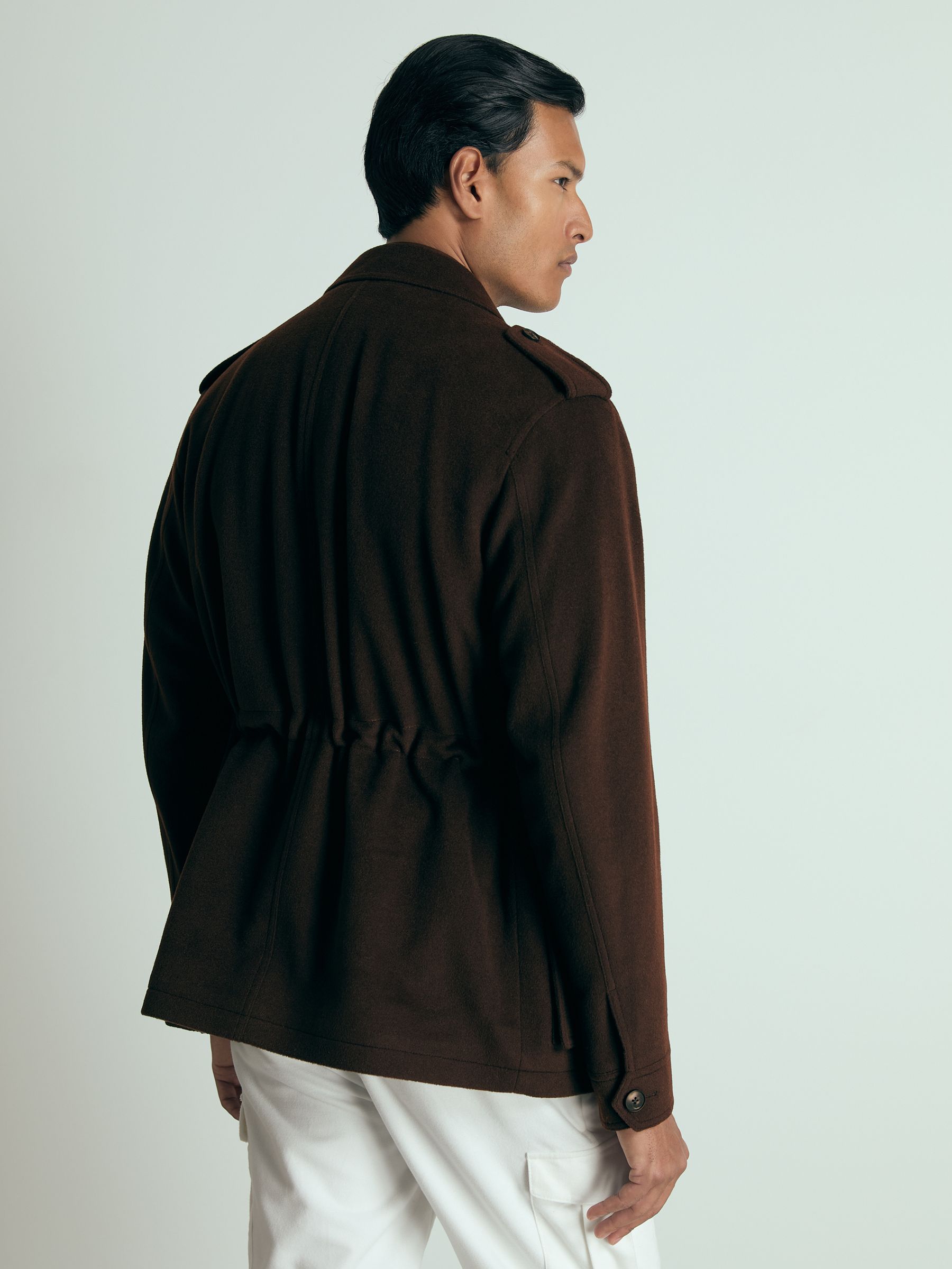 Atelier Felted-Cashmere Field Jacket in Chocolate Brown - Image 5 of 6
