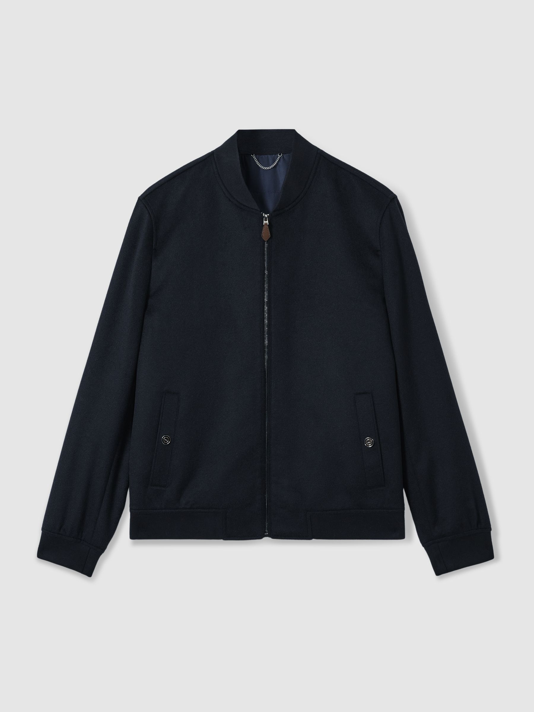 100% Cashmere Bomber Jacket in Navy - Image 2 of 6