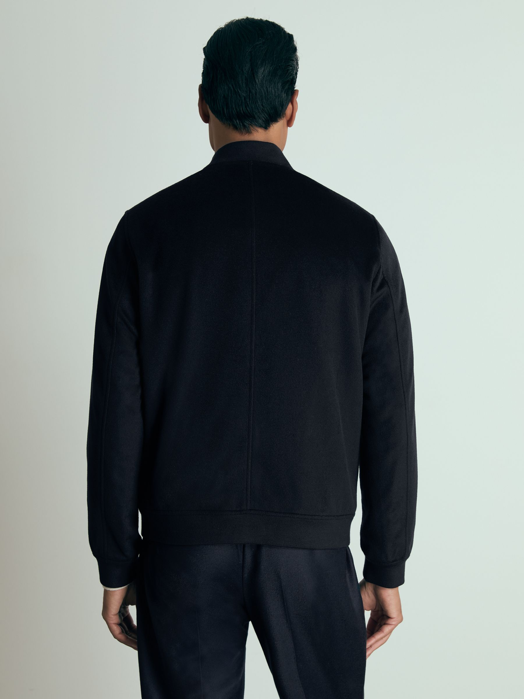 100% Cashmere Bomber Jacket in Navy - Image 5 of 6