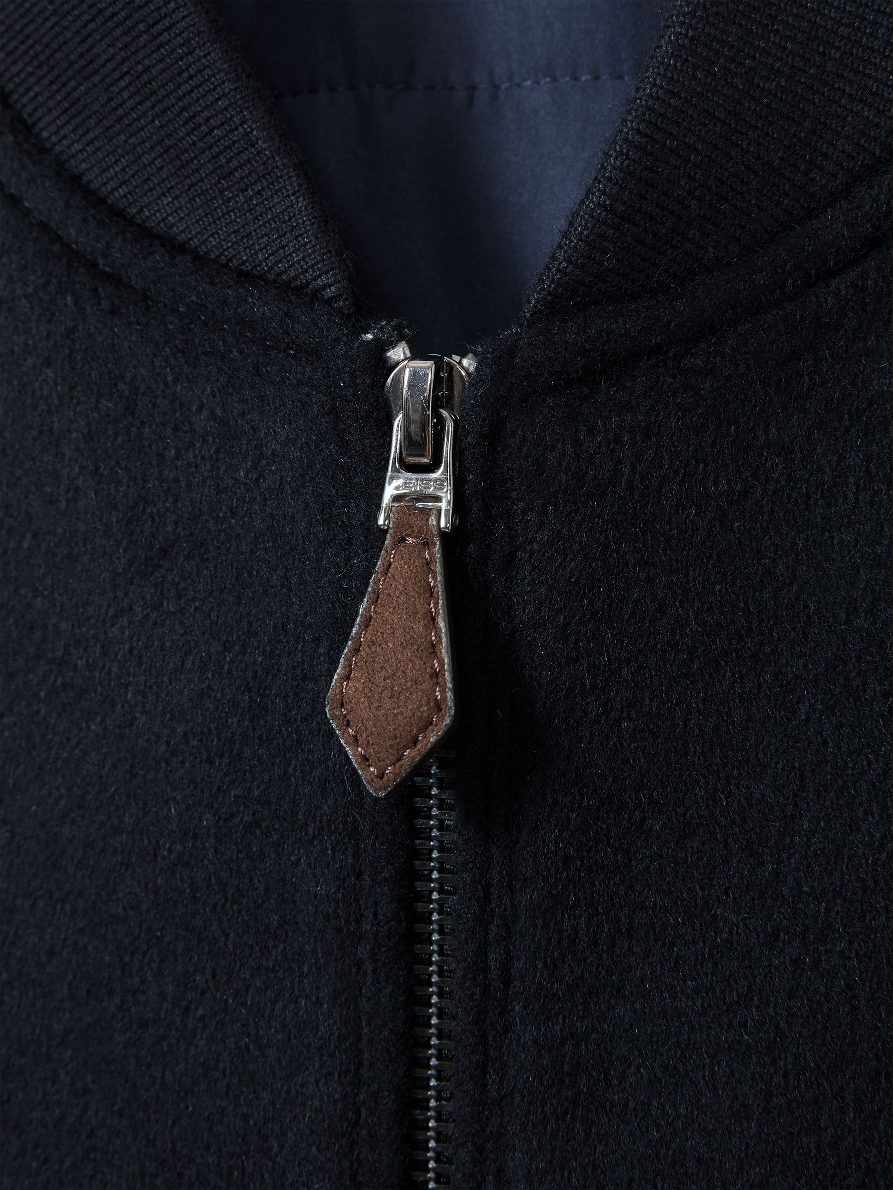 100% Cashmere Bomber Jacket in Navy - Image 6 of 6