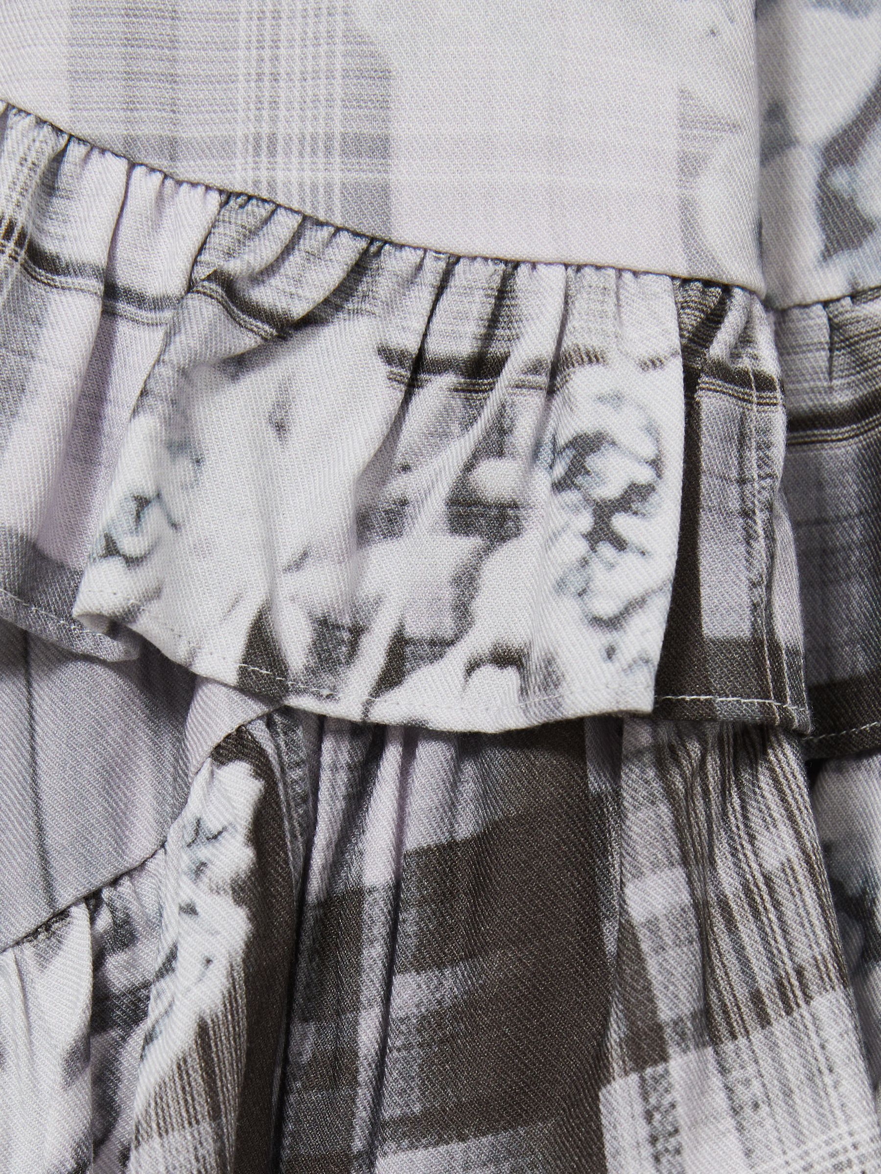 4-9 yrs Floral-Check Tiered-Frill Dress in Grey - Image 4 of 4