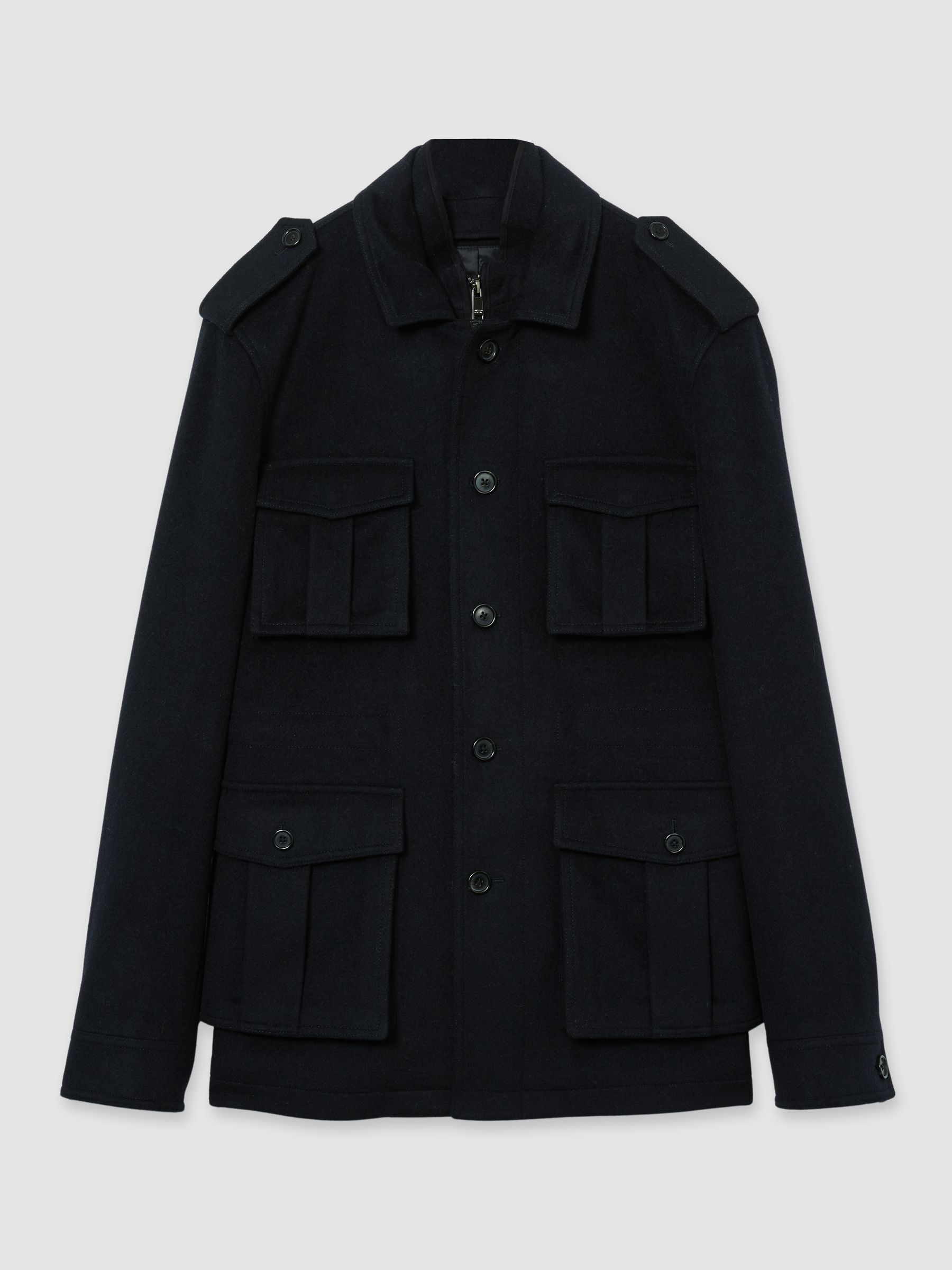 Atelier Felted-Cashmere Field Jacket in Navy - Image 2 of 7