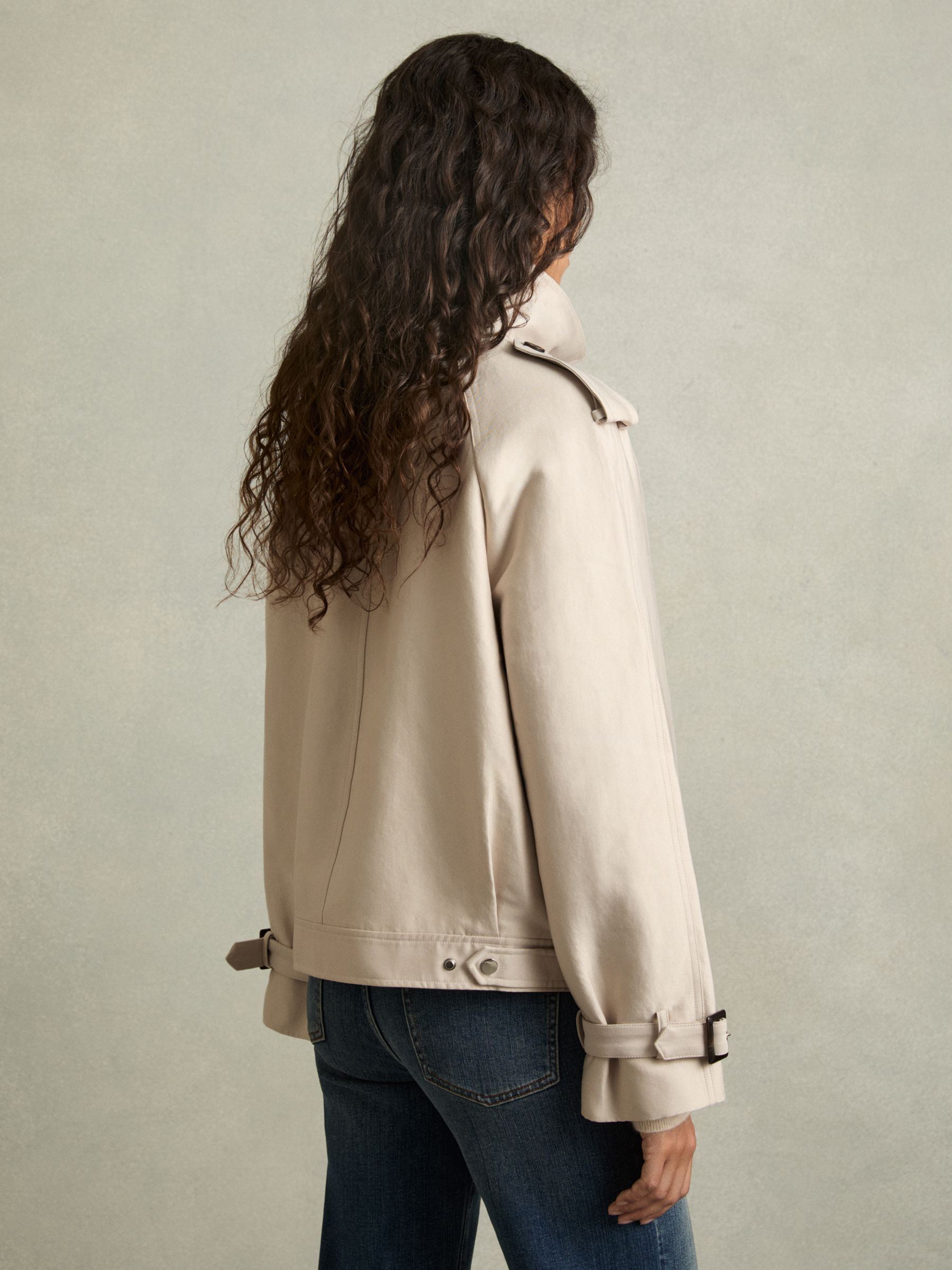 Reiss Short Trench Coat With Cotton in Neutral | REISS