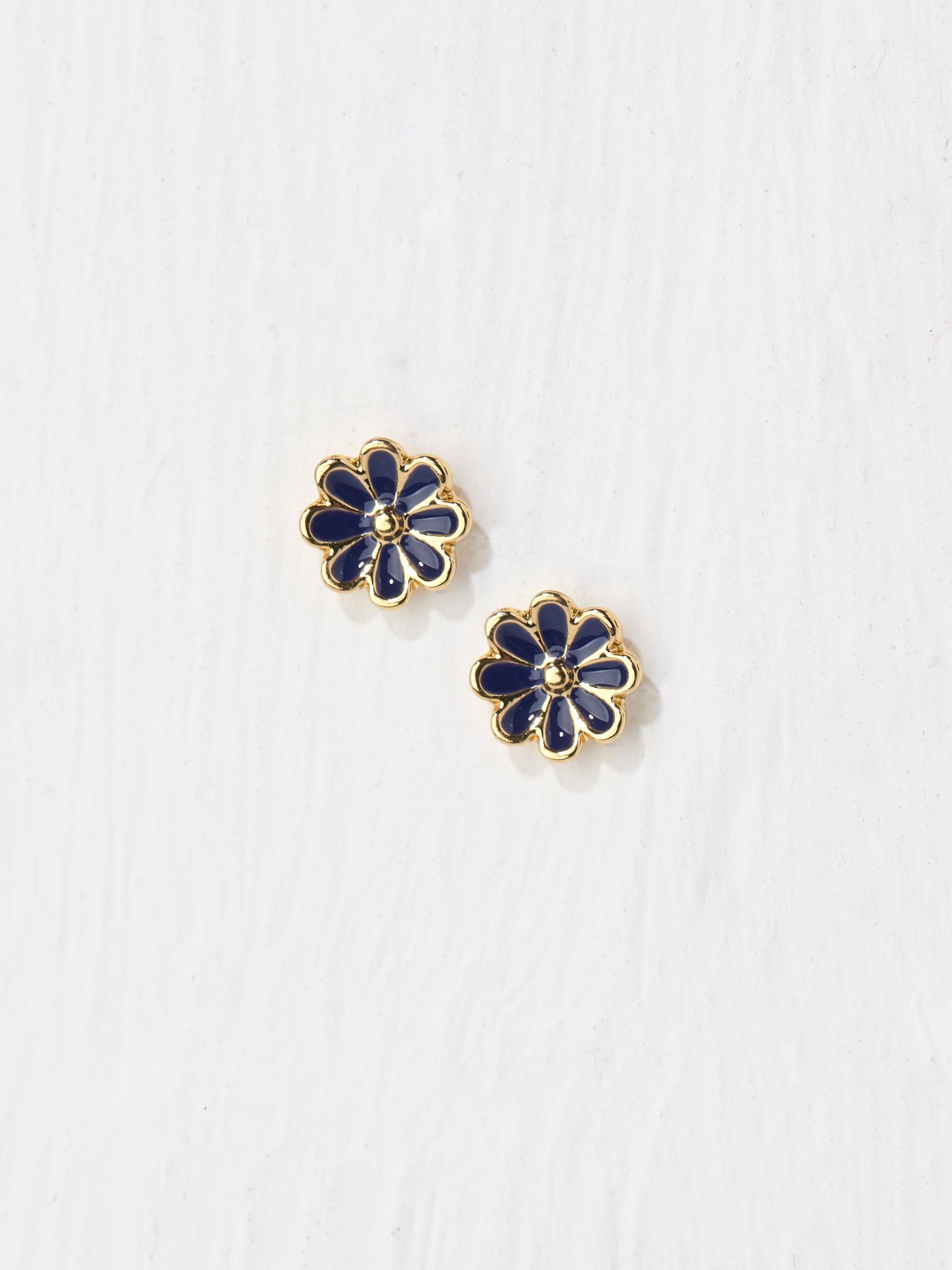 Gold Tone Enamel Daisy Stud Earrings - Image 2 of 2