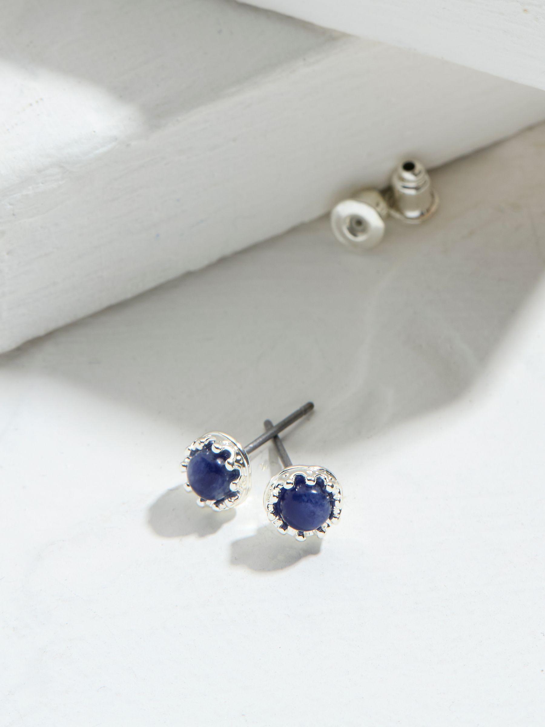 Navy Stone Stud Earrings - Image 2 of 2