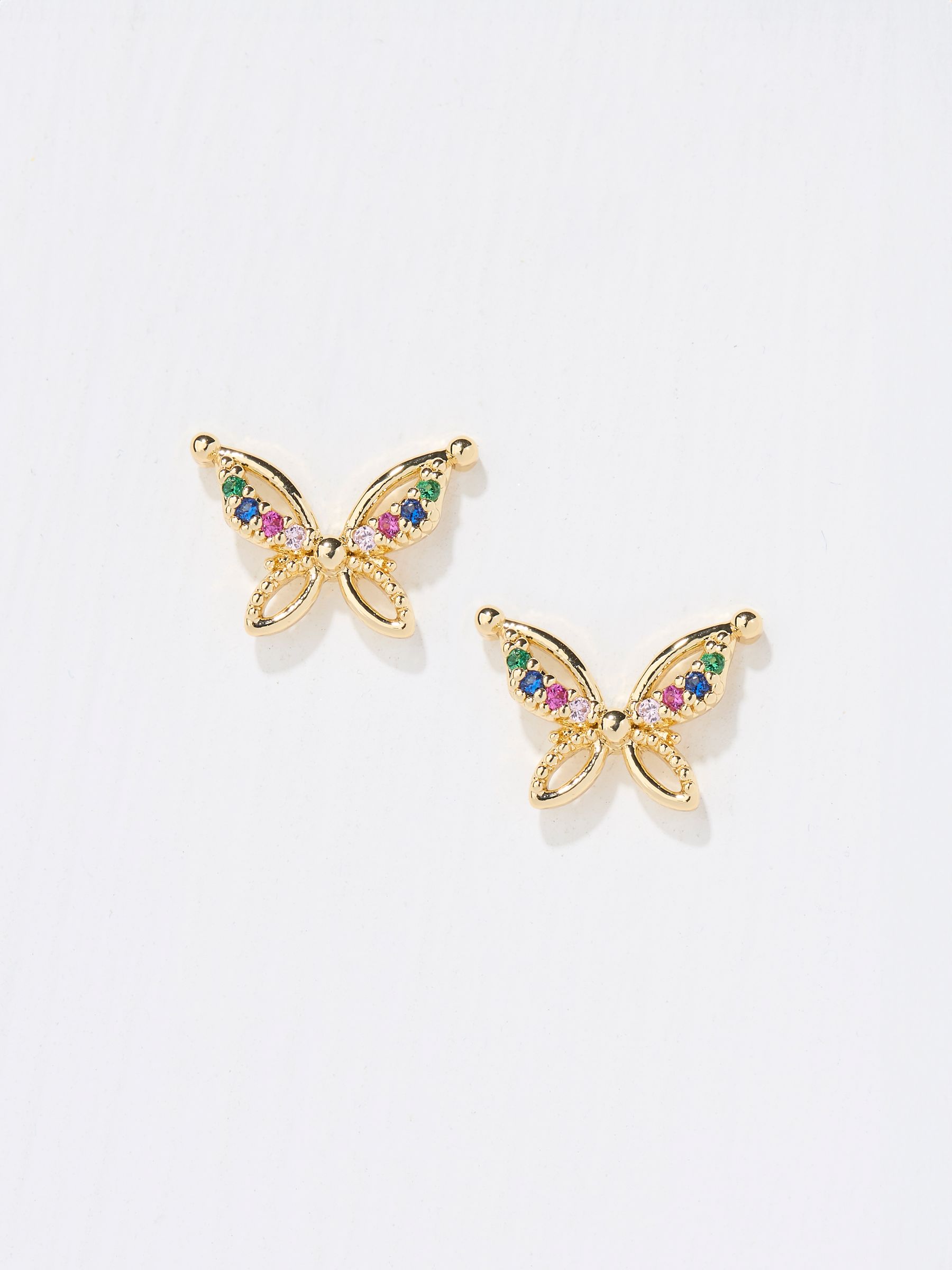 Gold Tone Butterfly Stud Earrings - Image 2 of 2 Gold Tone Butterfly Stud Earrings - Image 2 of 2