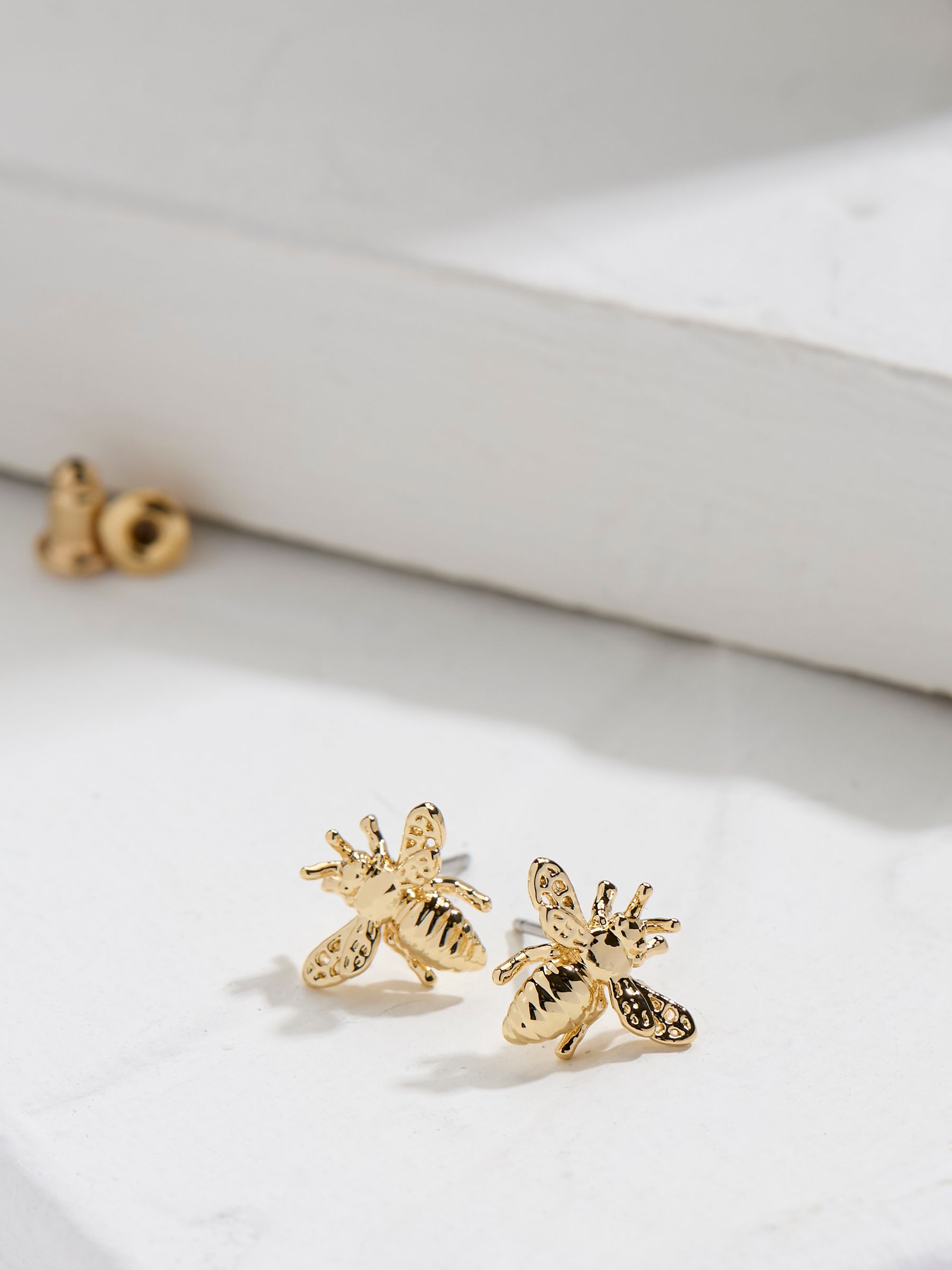 Gold Tone Bee Stud Earrings - Image 1 of 3
