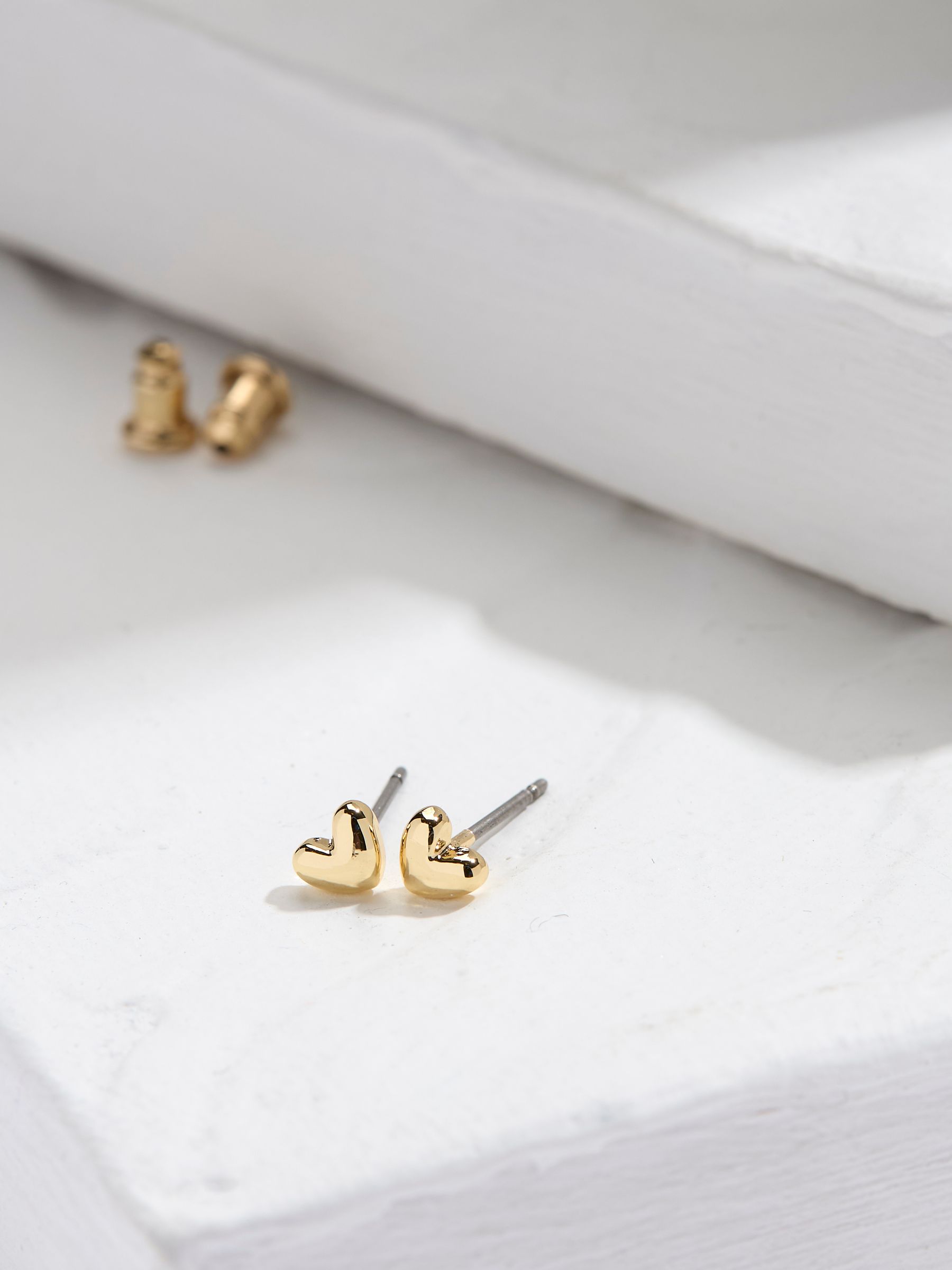Gold Tone Heart Stud Earrings - Image 1 of 2