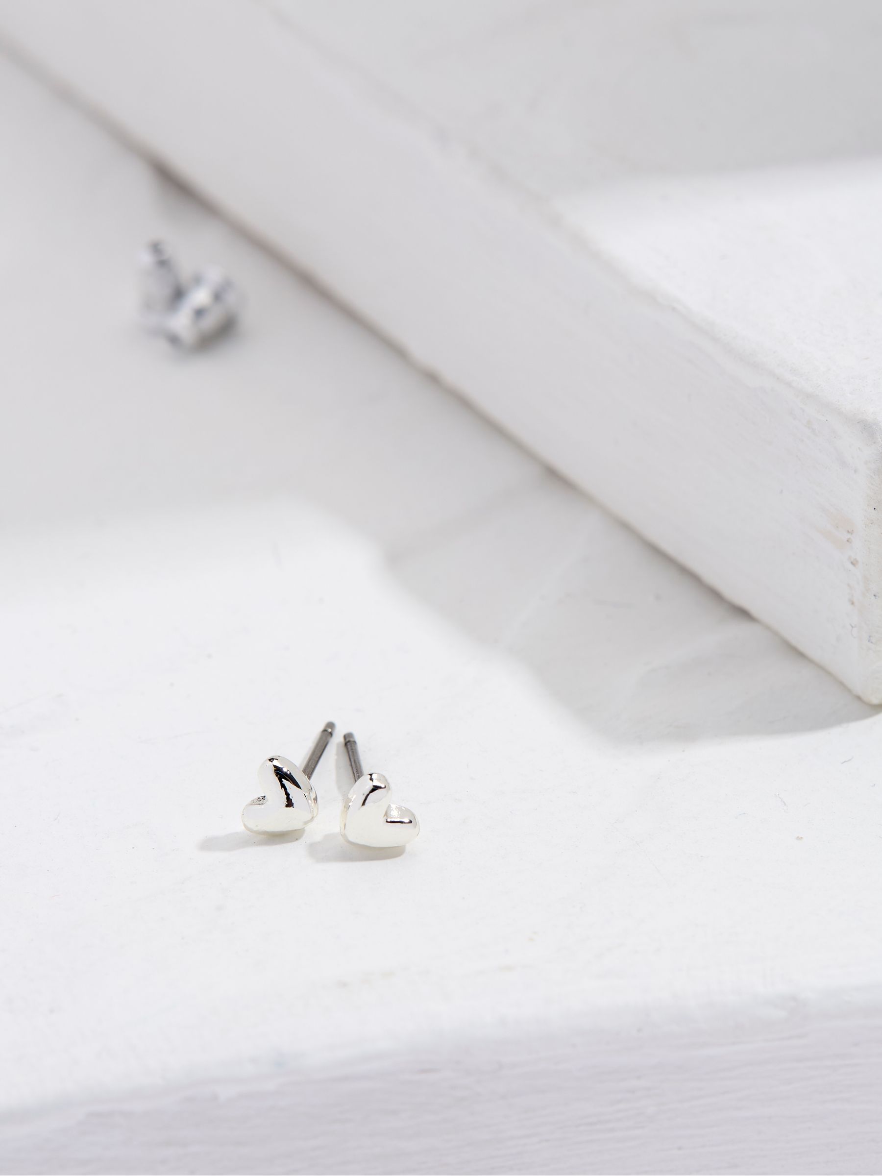 Silver Tone Heart Stud Earrings - Image 1 of 2