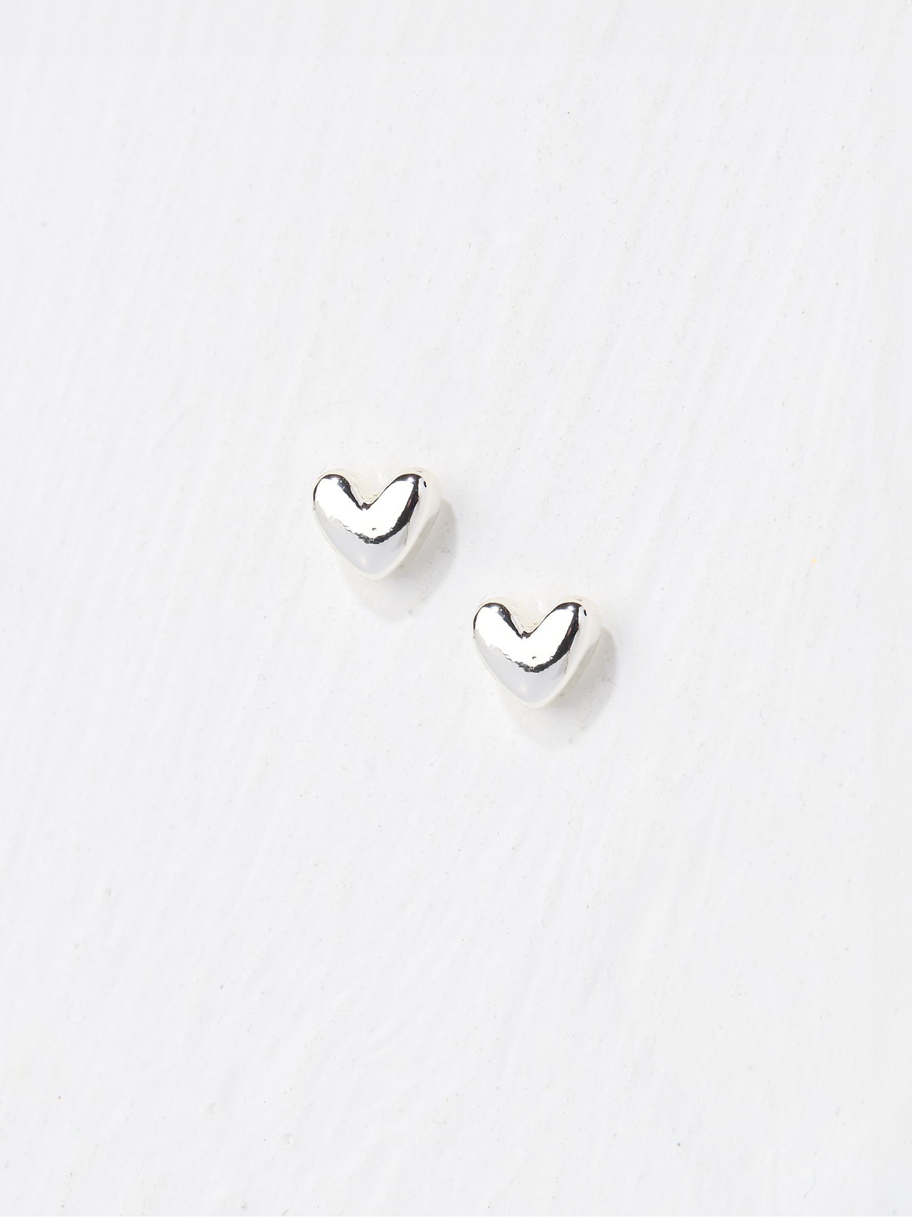 Silver Tone Heart Stud Earrings - Image 2 of 2