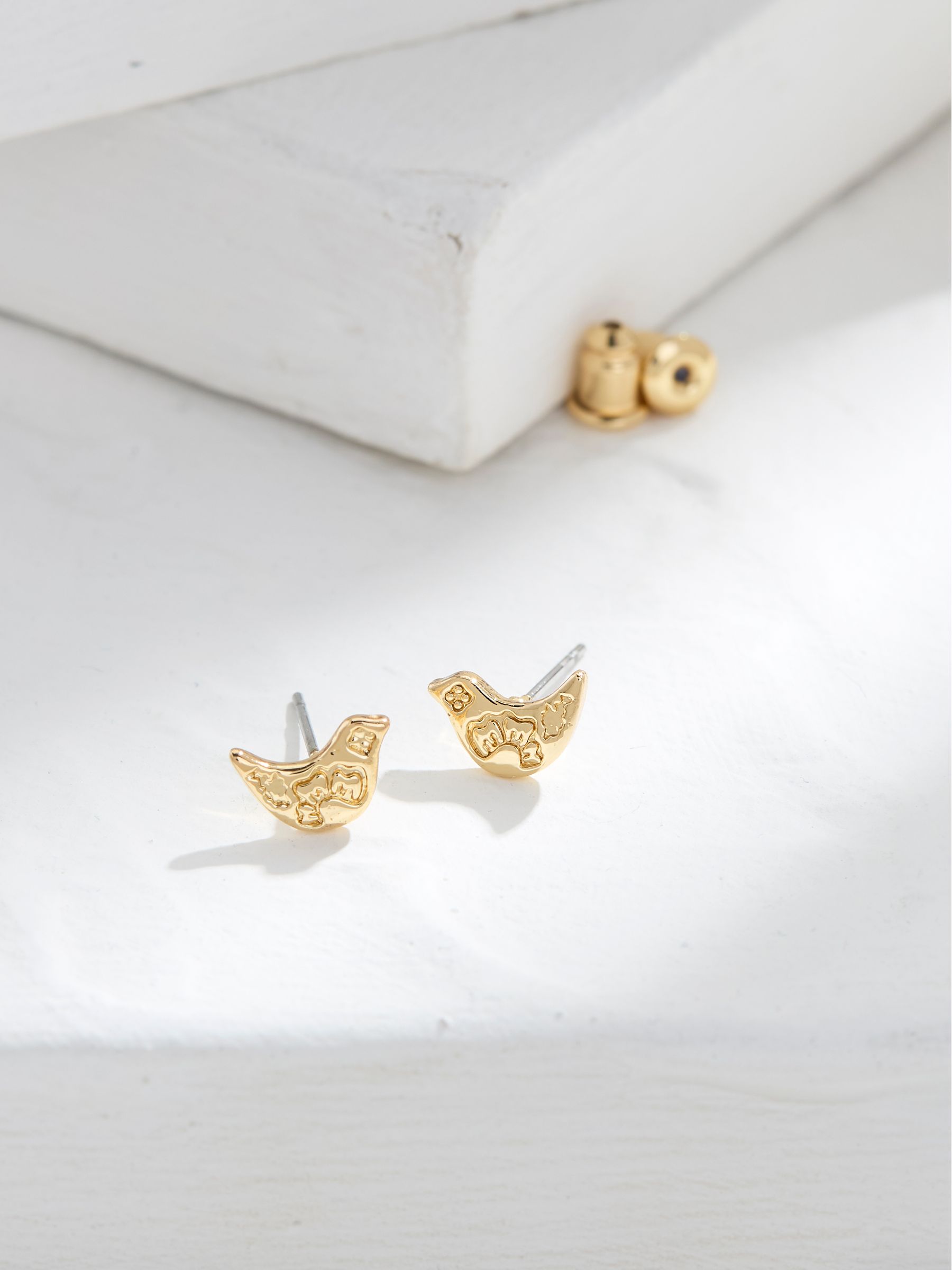 Gold Tone Bird Stud Earrings - Image 2 of 2