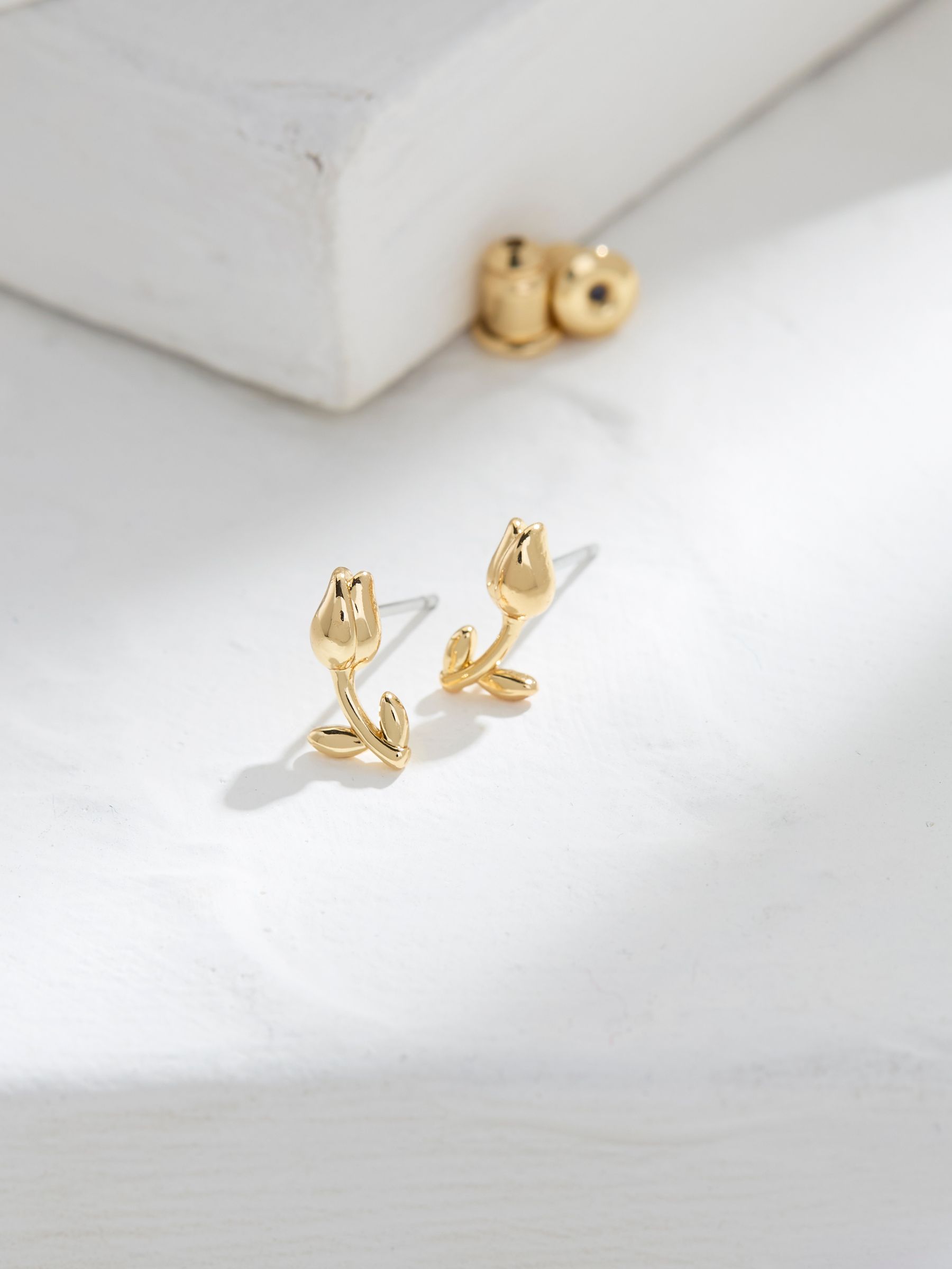 Gold Tone Tulip Stud Earrings - Image 2 of 2