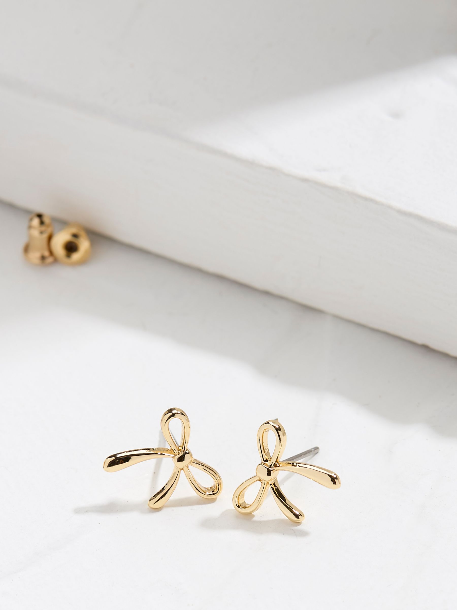 Gold Tone Bow Stud Earrings - Image 2 of 2