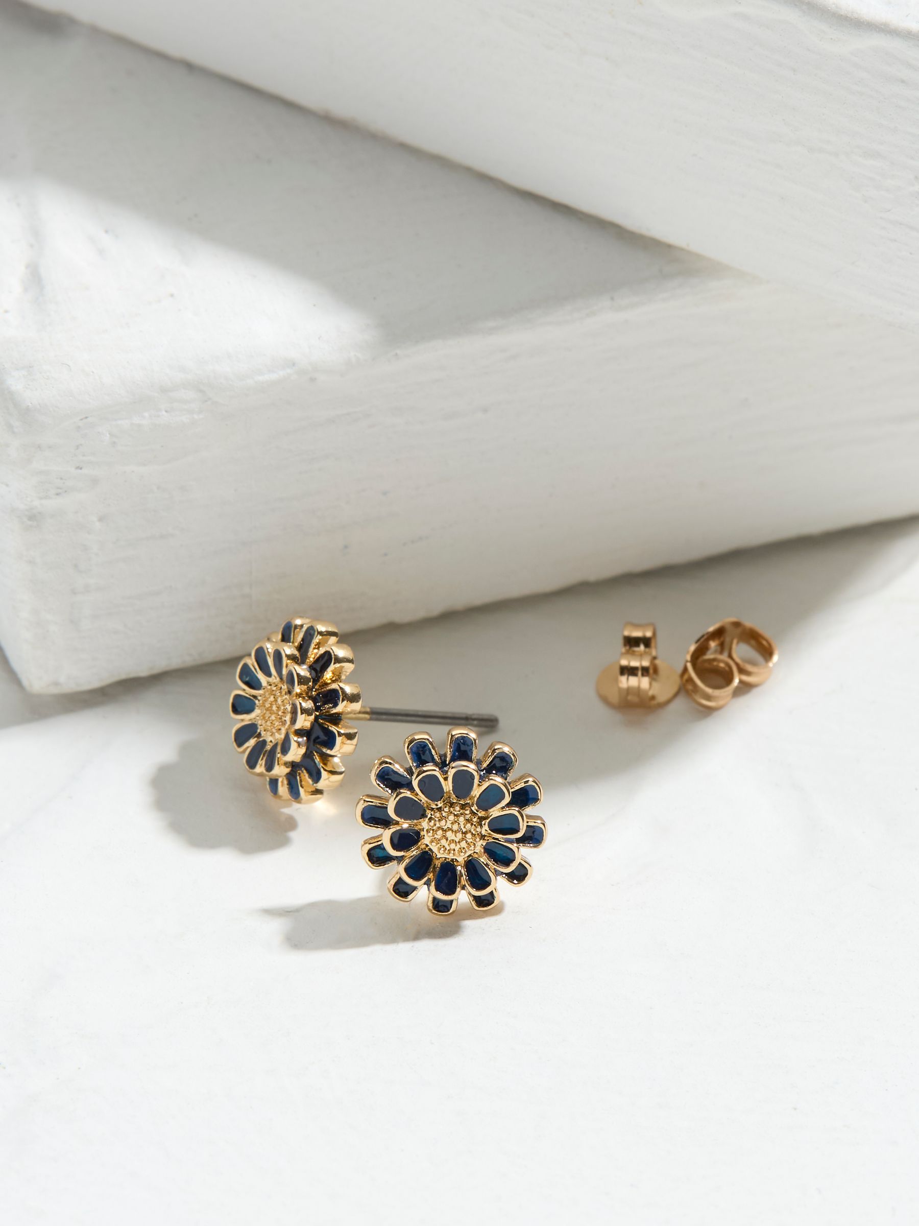 Navy Flower Stud Earrings - Image 1 of 2