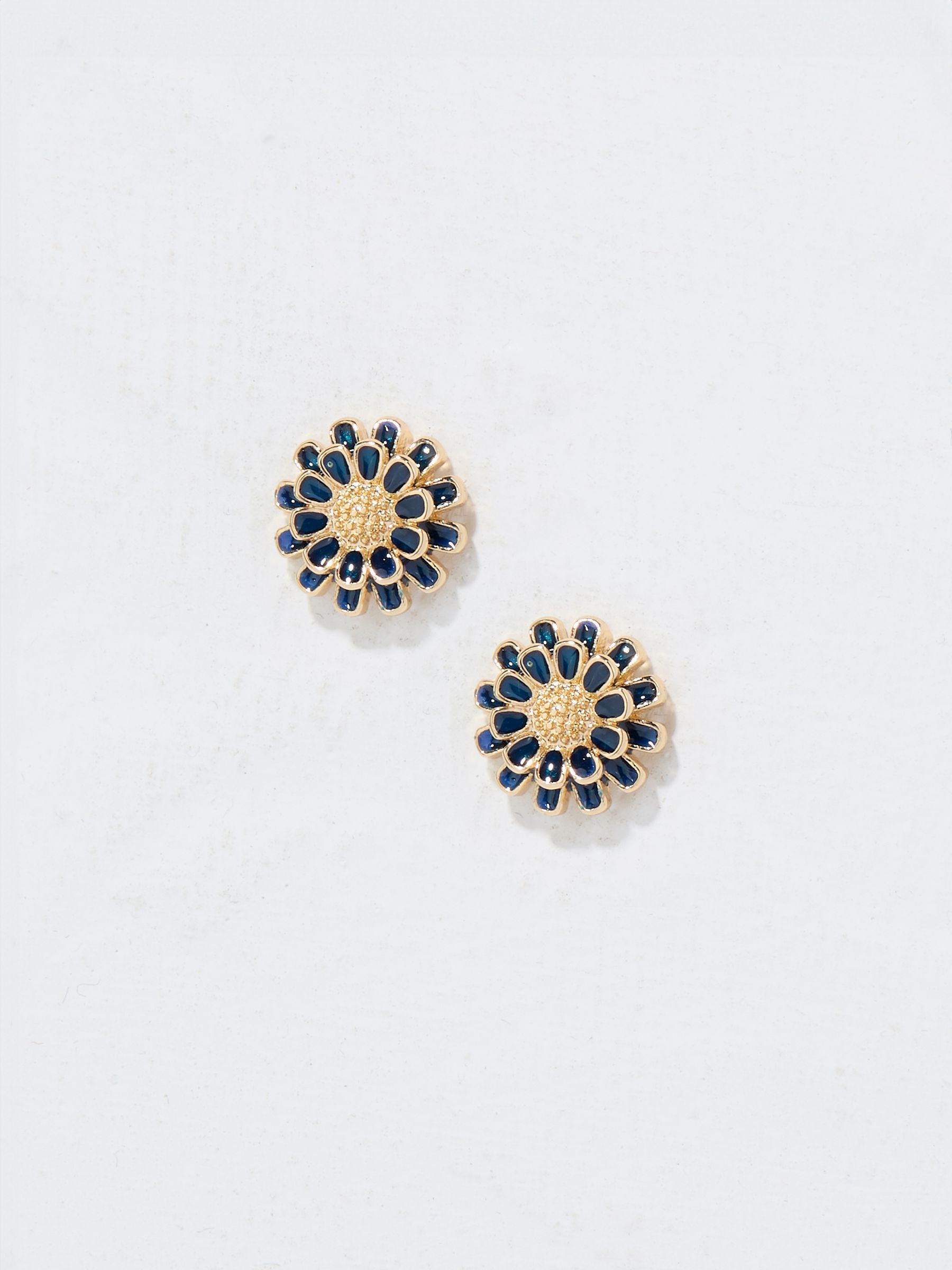 Navy Flower Stud Earrings - Image 2 of 2