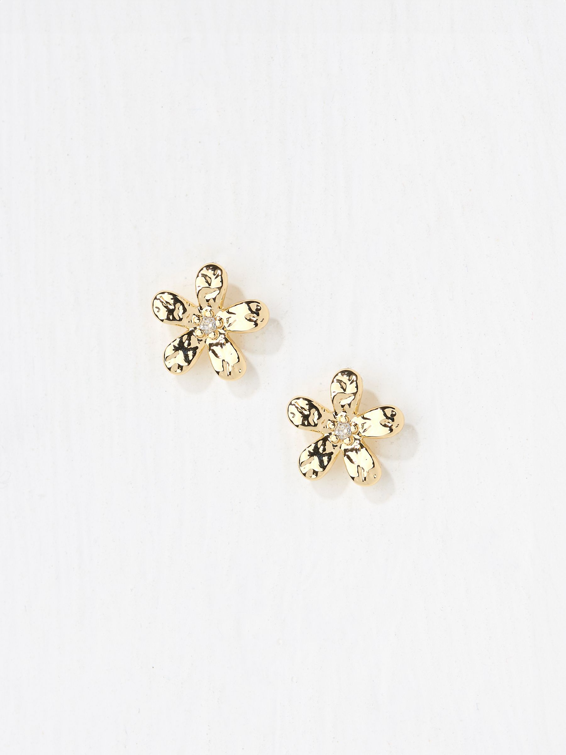 Gold Tone Flower Stud Earrings - Image 2 of 2
