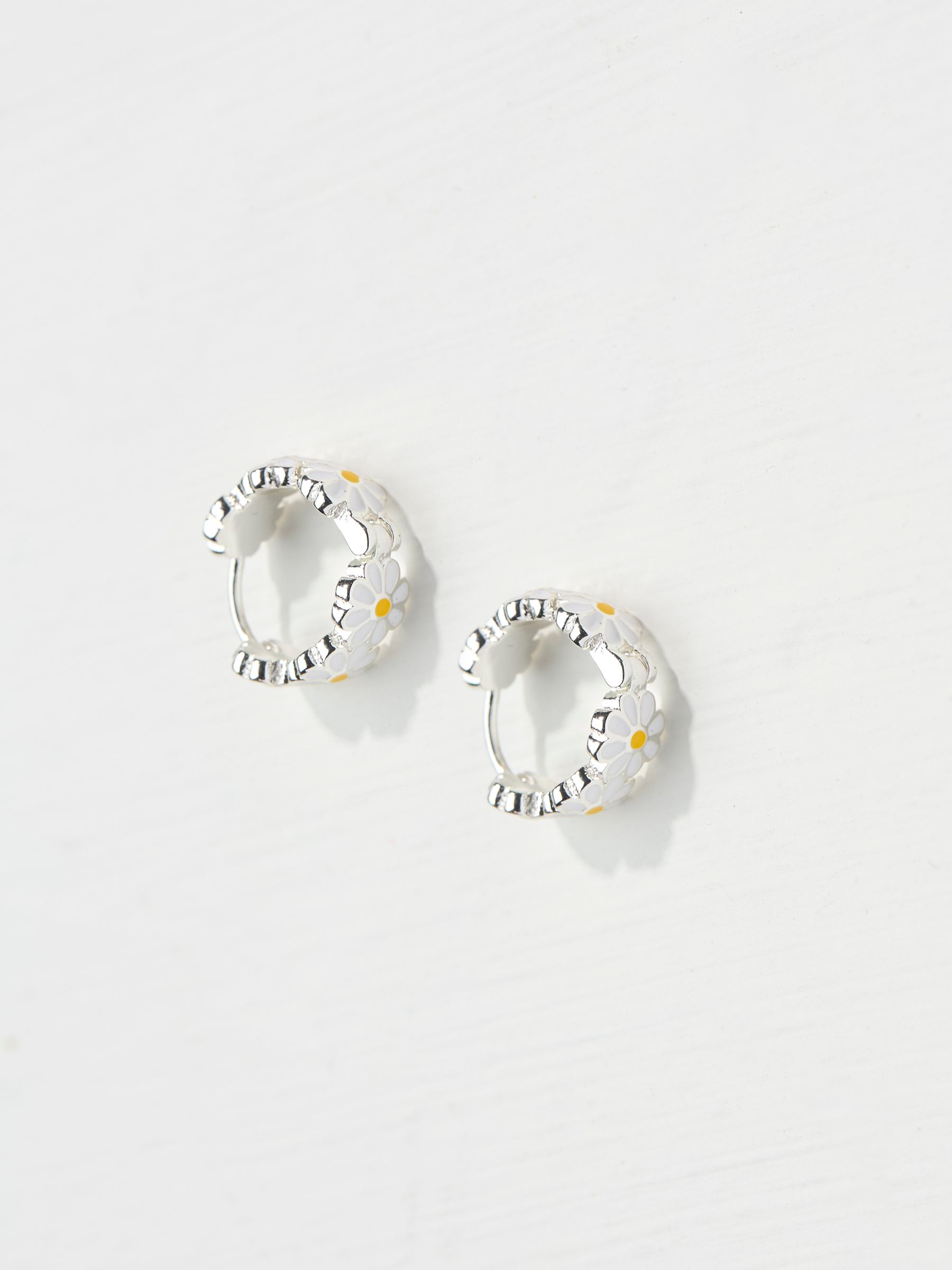 Silver Tone Daisy Hoop Earrings - Image 2 of 2