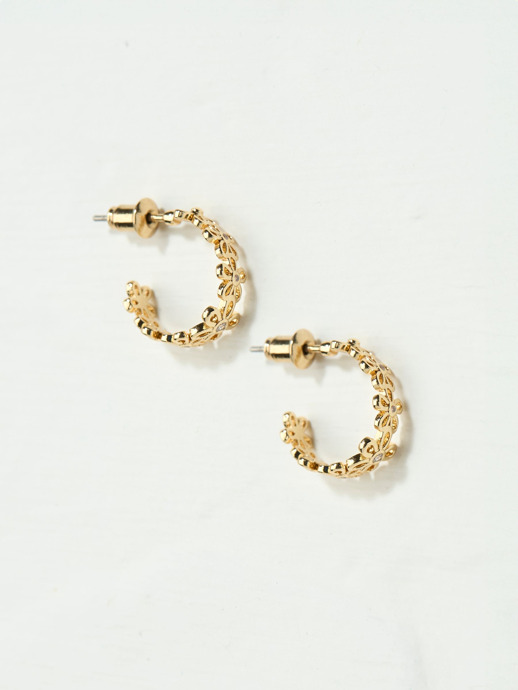 Gold Tone Daisy Chain Hoop Earrings - Image 2 of 2