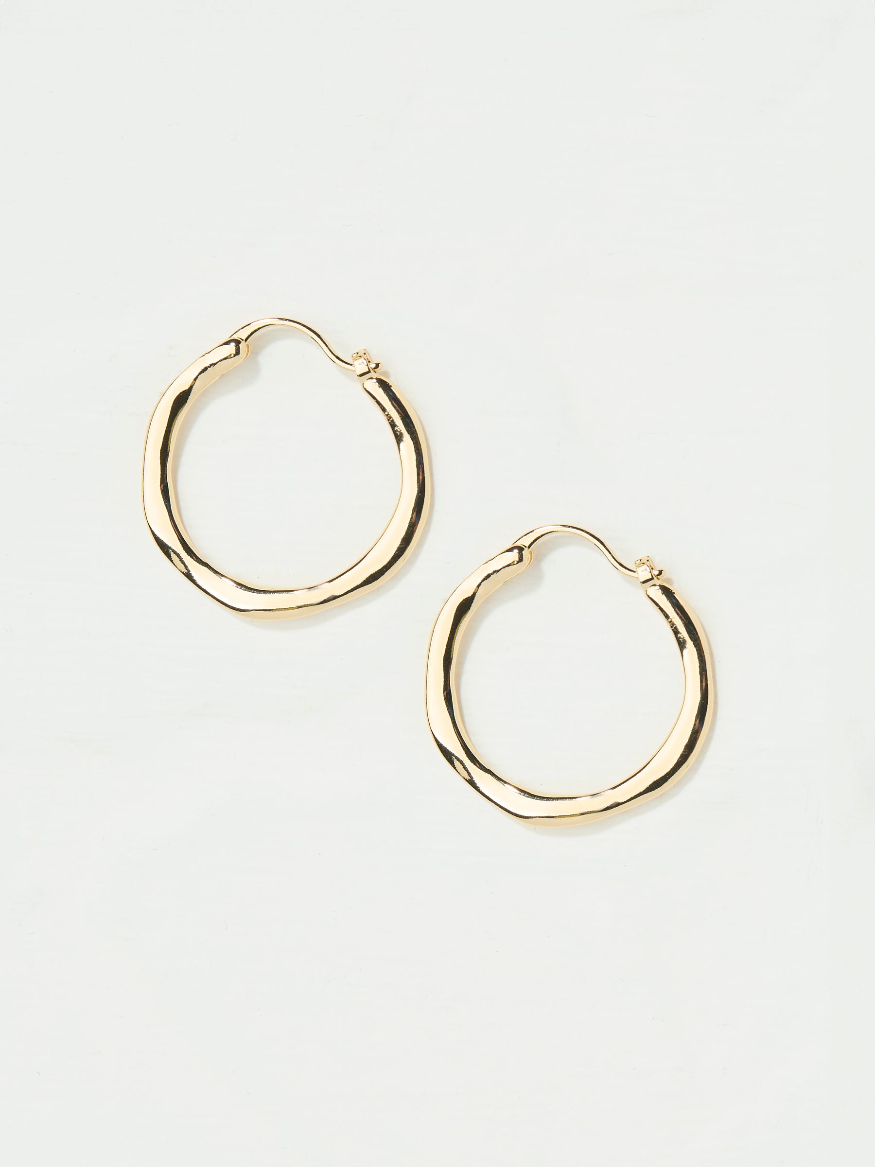 Gold Tone Hammered Hoop Earrings - Image 2 of 2