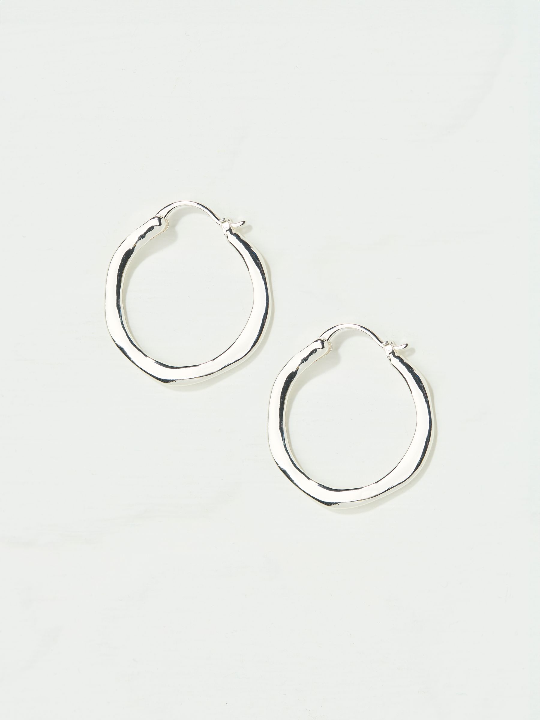 Silver Tone Hammered Hoop Earrings - Image 2 of 2