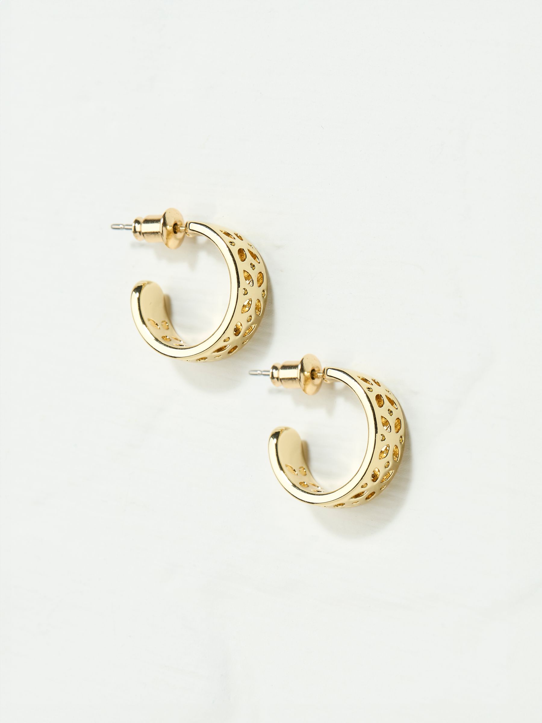 Gold Tone Cut Out Hoop Earrings - Image 2 of 3