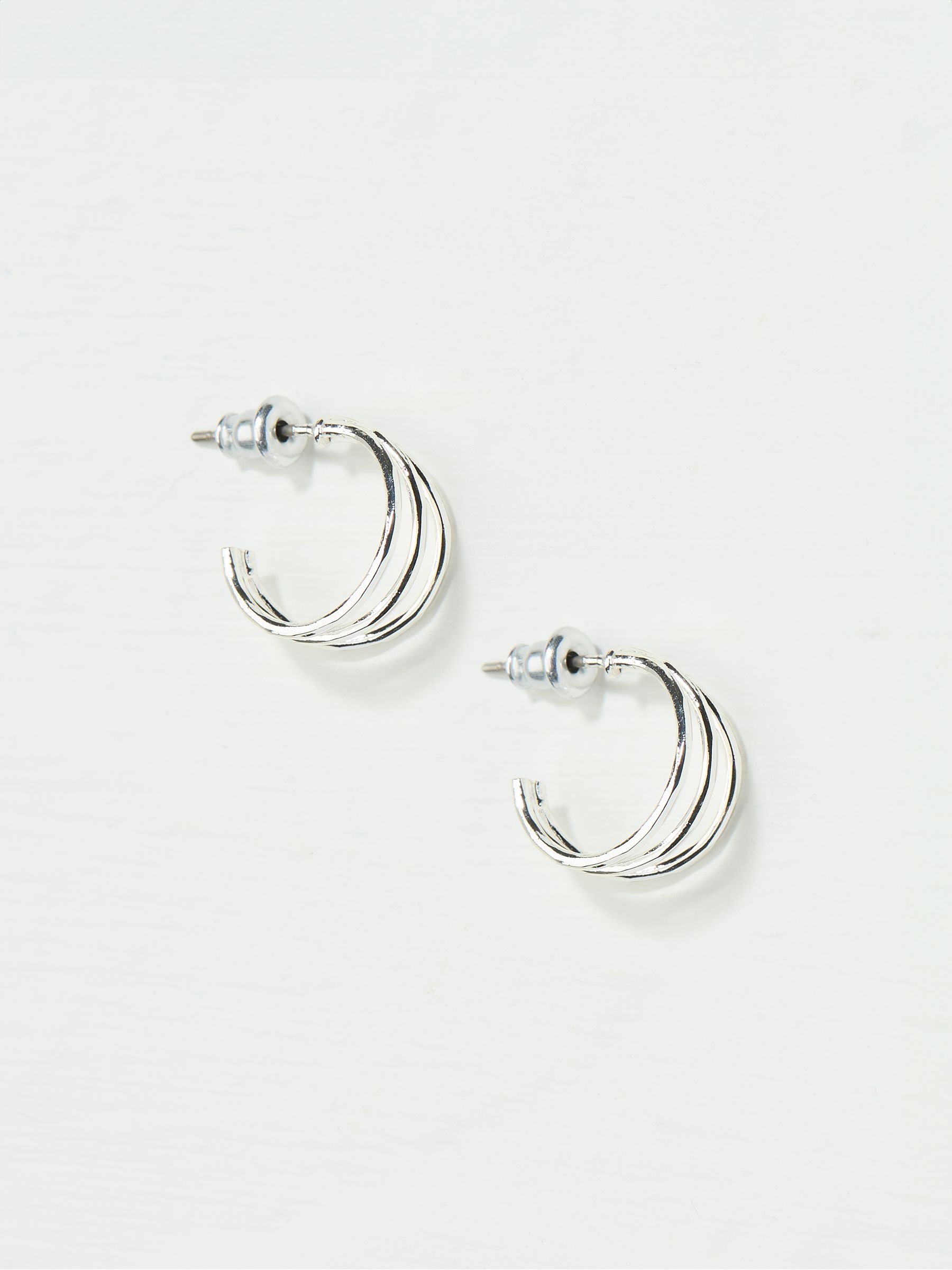 Silver Tone Triple Strand Hoop Earrings - Image 2 of 2