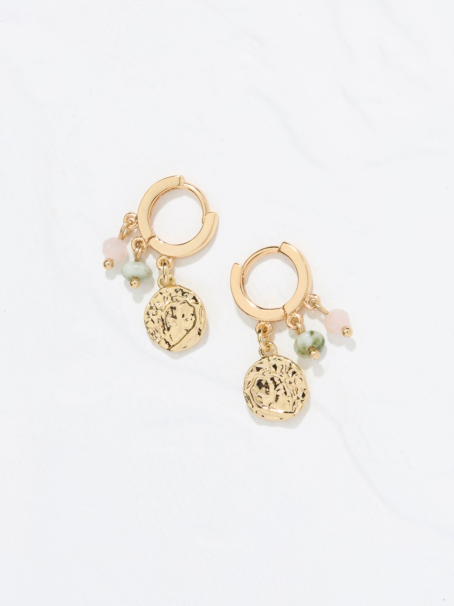 Gold Tone Charm Huggie Hoops Earrings - Image 1 of 3