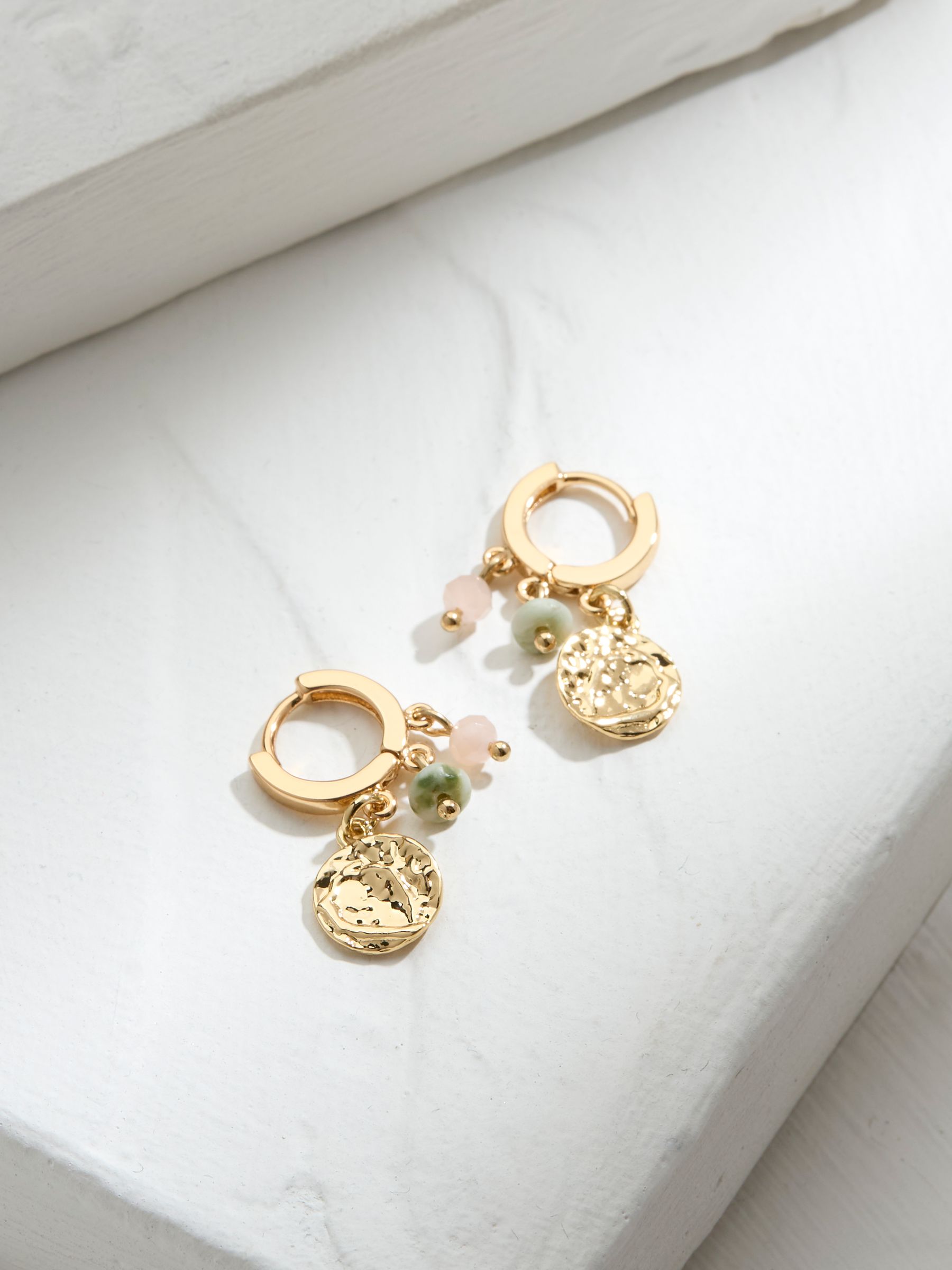 Gold Tone Charm Huggie Hoops Earrings - Image 2 of 3