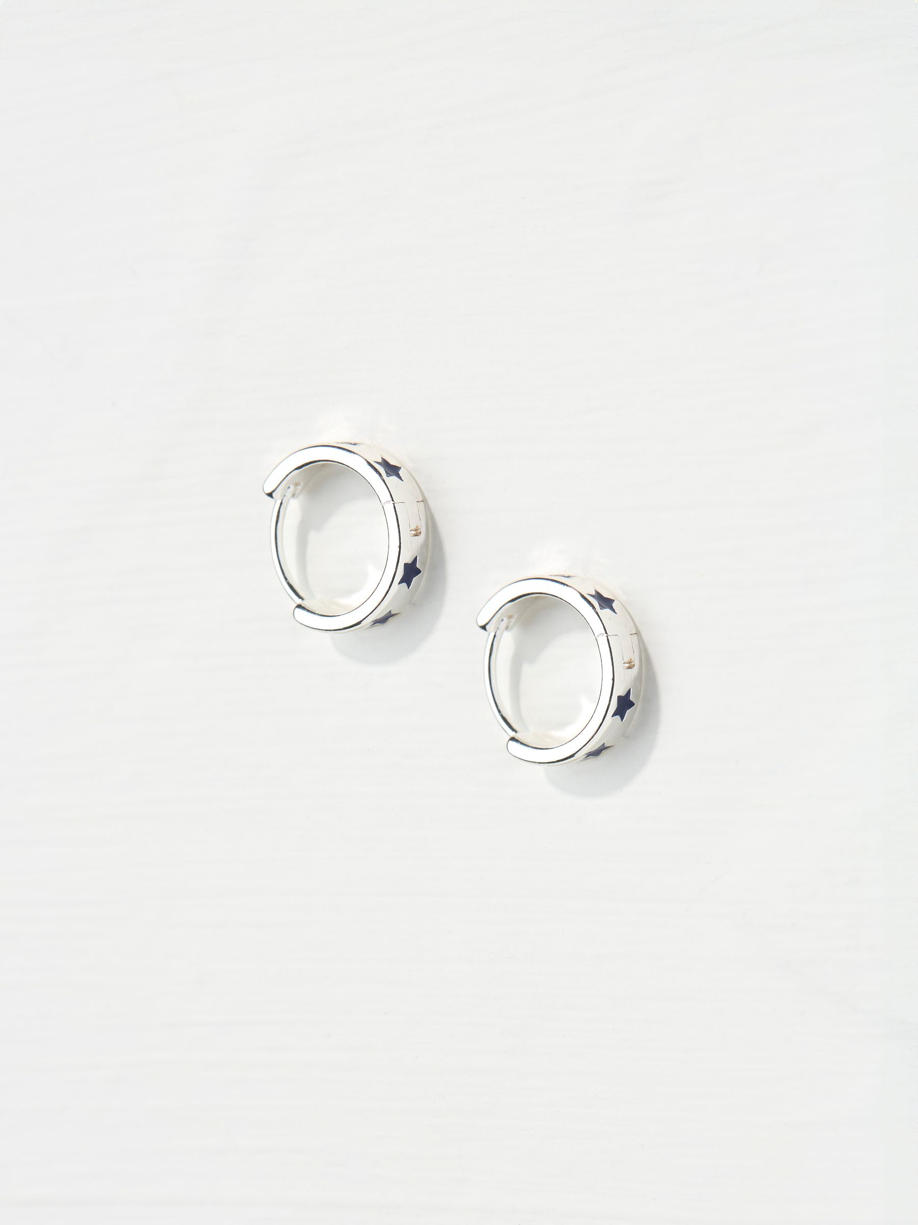Navy Enamel Star Hoop Earrings - Image 2 of 2
