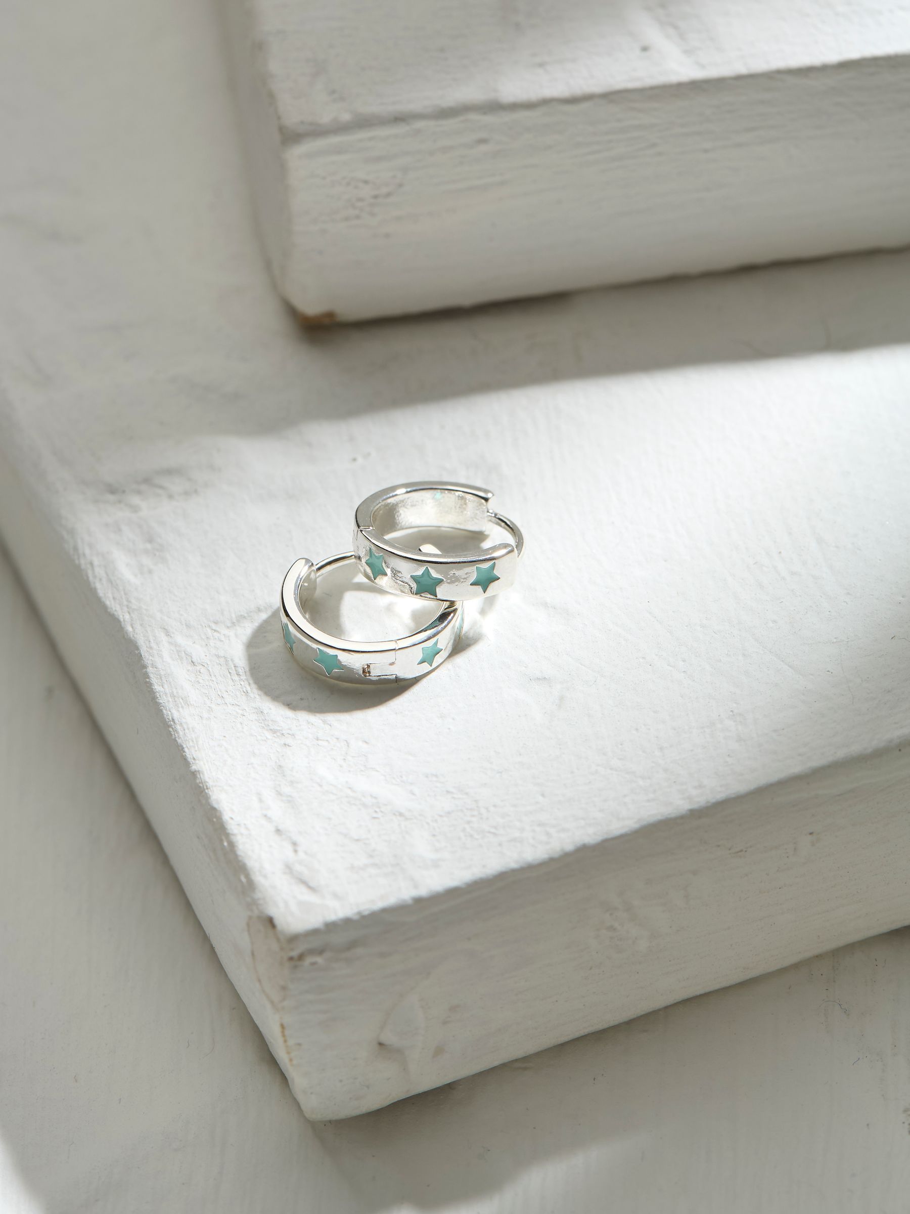 Green Haze Enamel Star Hoop Earrings - Image 1 of 2