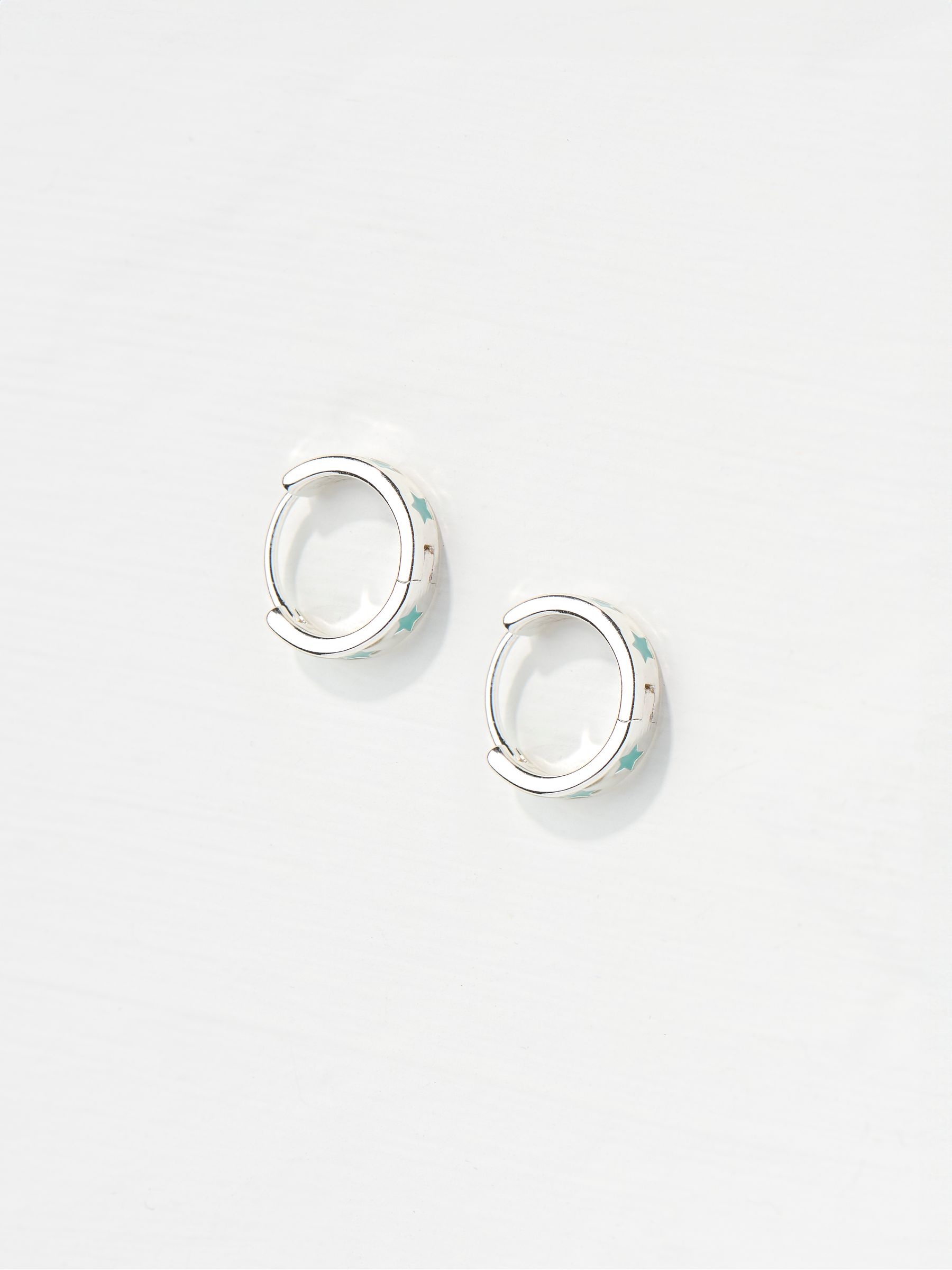 Green Haze Enamel Star Hoop Earrings - Image 2 of 2