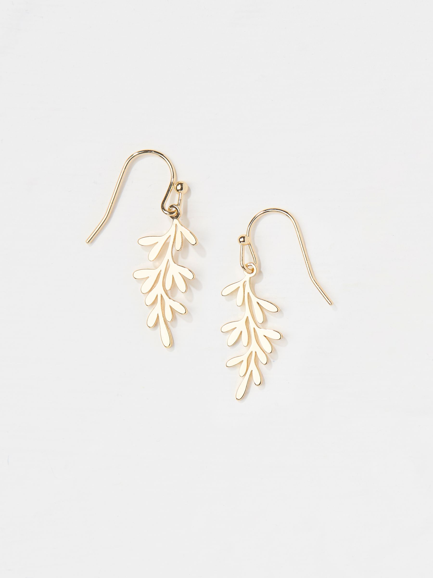 Gold Tone Leaf Drop Earrings - Image 2 of 2