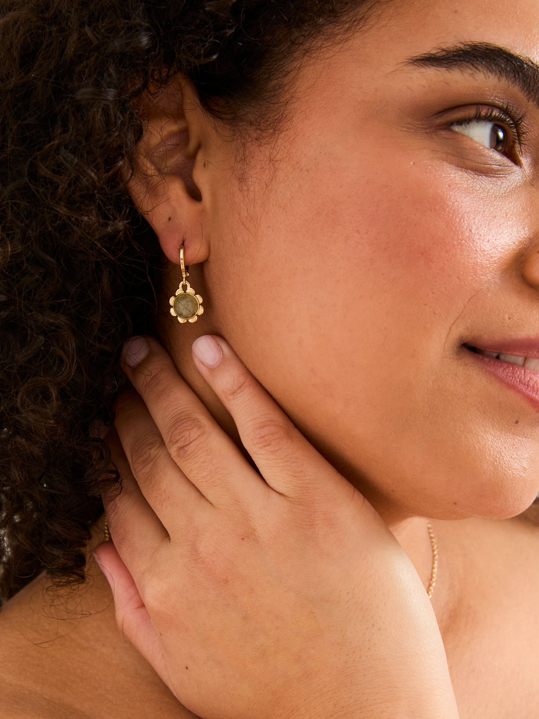 Gold Tone Stone Drop Earrings - Image 3 of 3